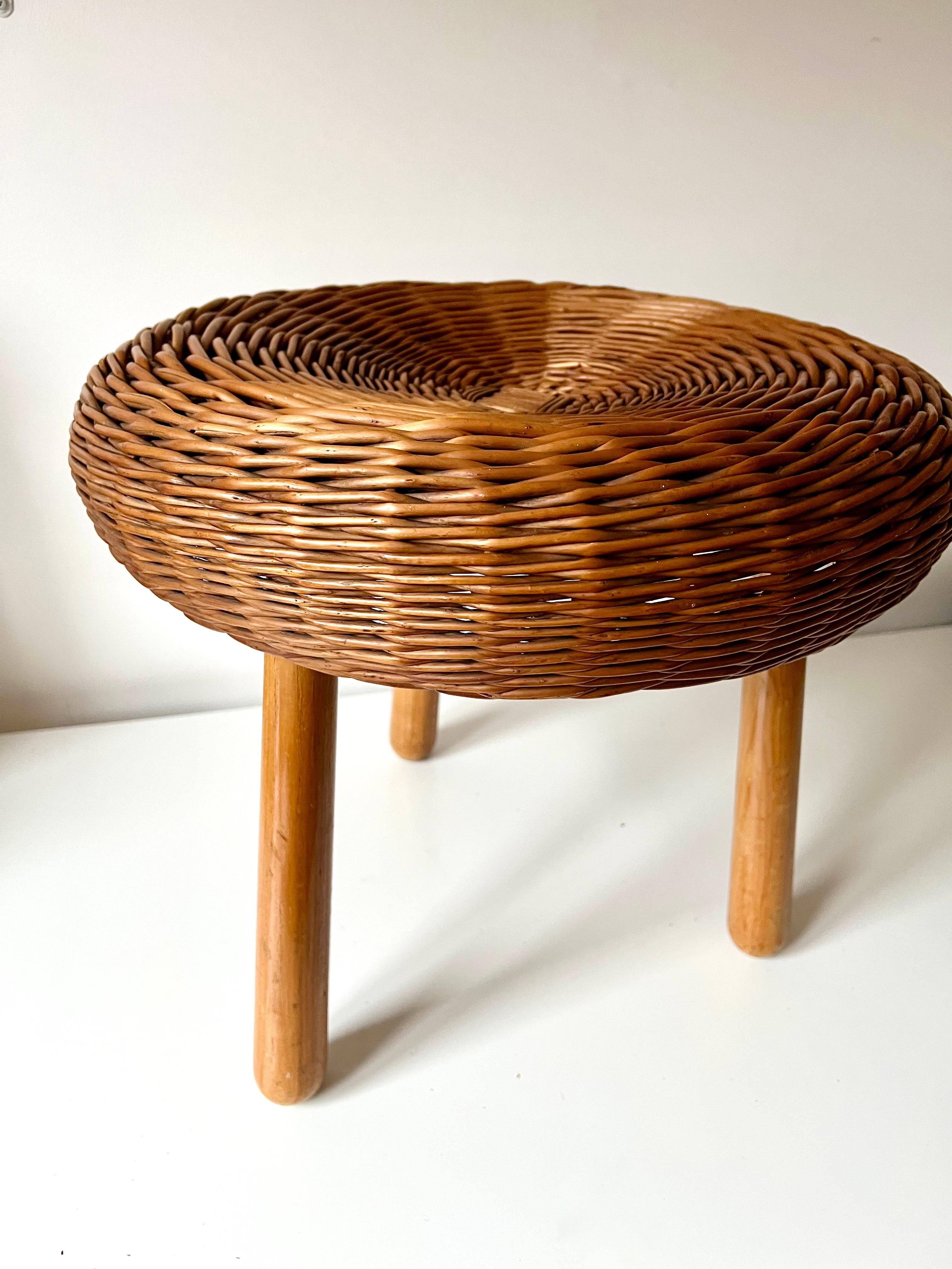 Wicker Stool / Side table, Tony Paul style 7