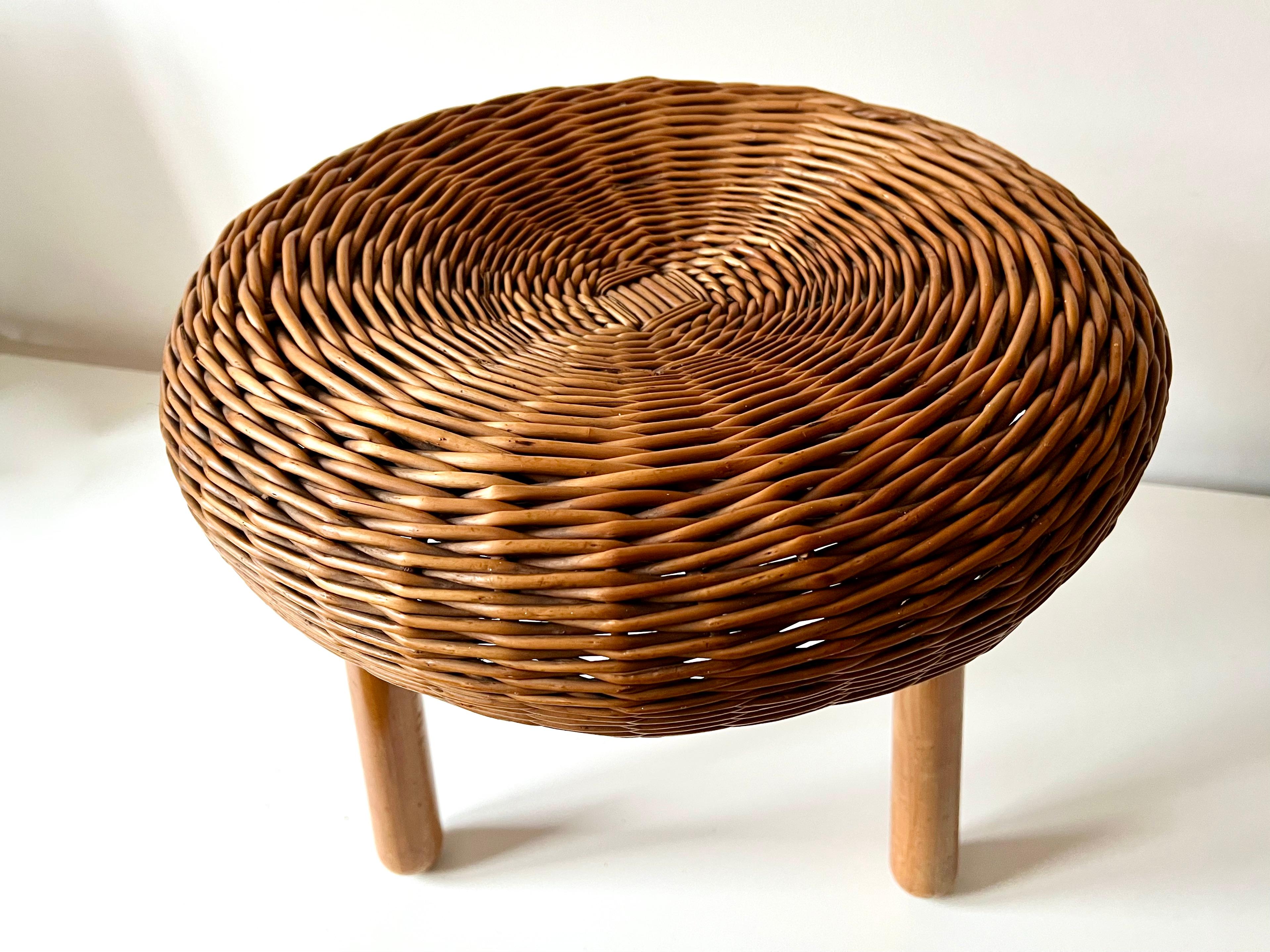 Wicker Stool / Side table, Tony Paul style 8