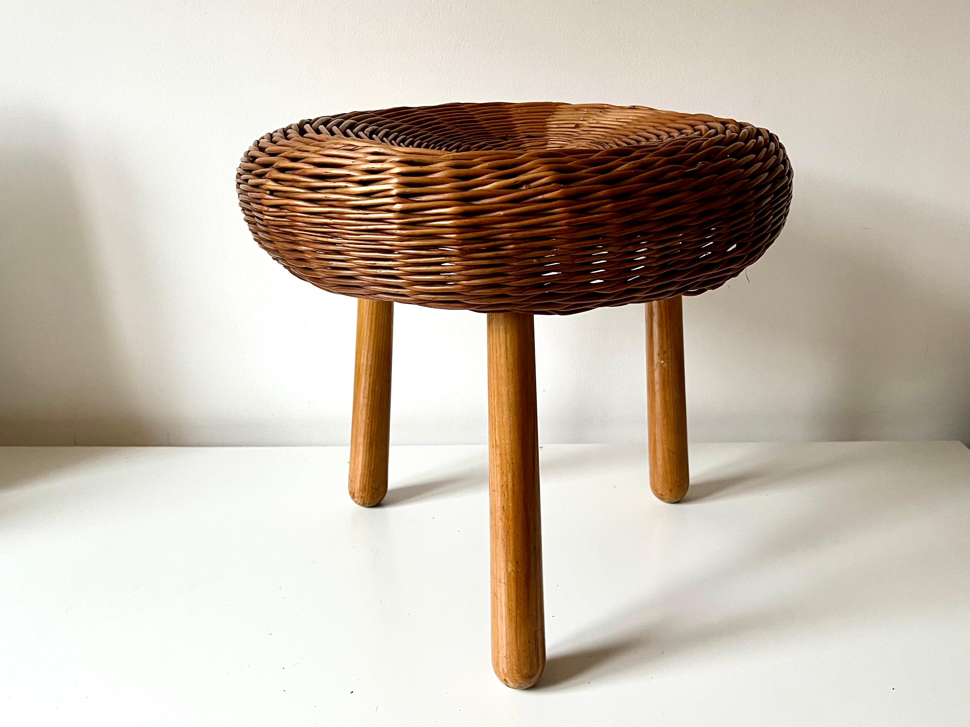 20th Century Wicker Stool / Side table, Tony Paul style