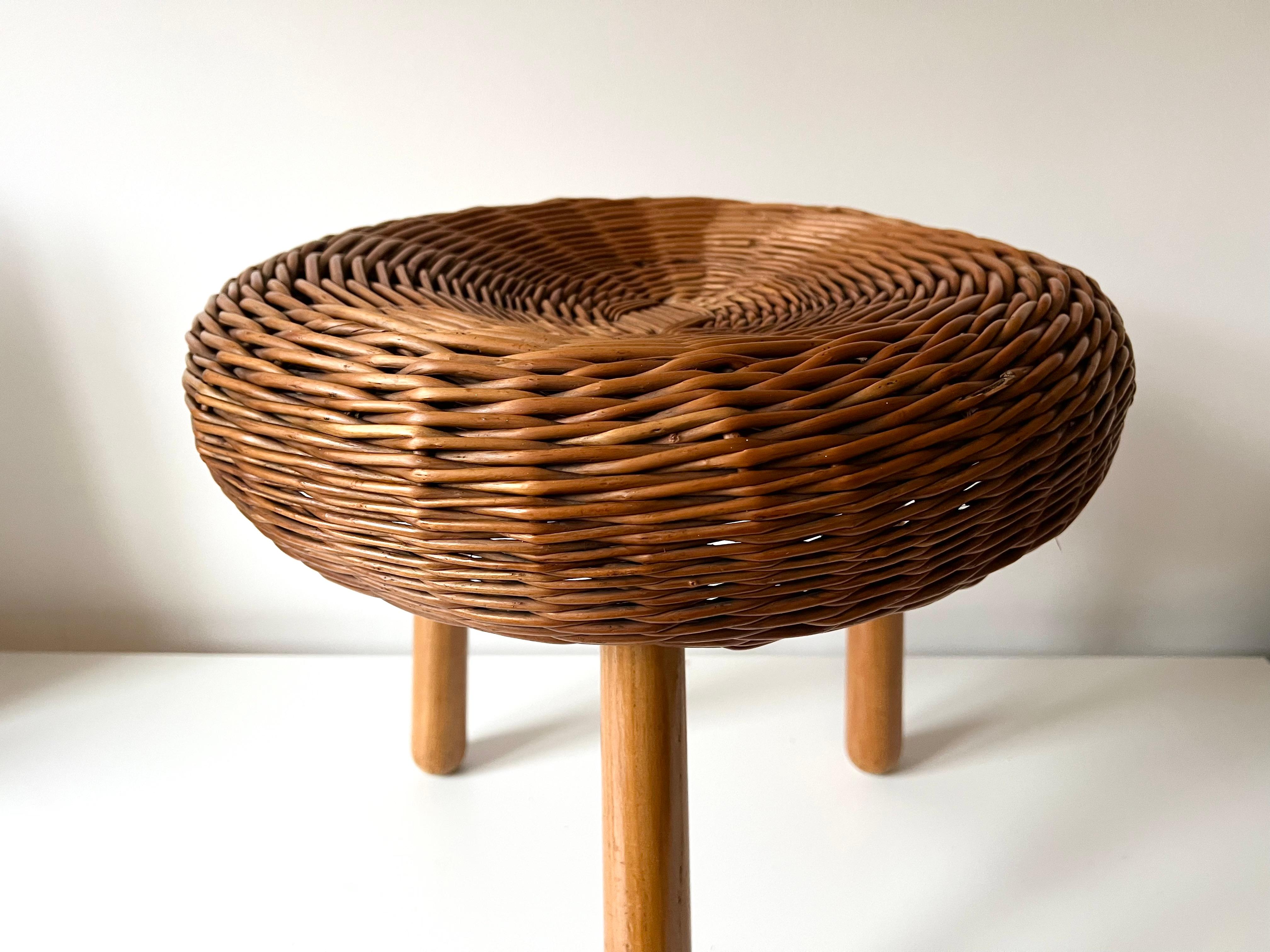 Wicker Stool / Side table, Tony Paul style 1