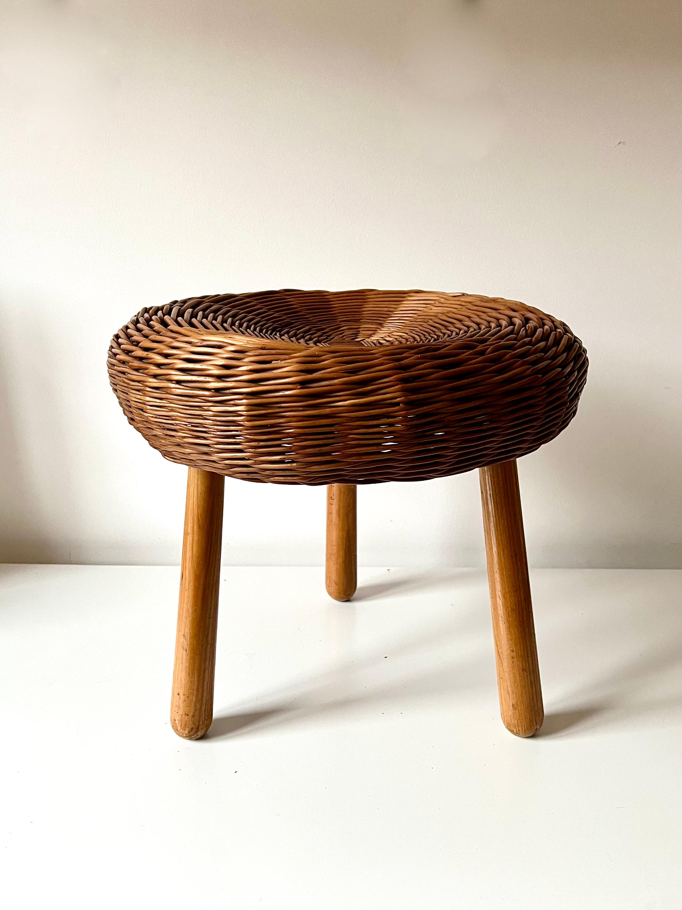 Wicker Stool / Side table, Tony Paul style 3
