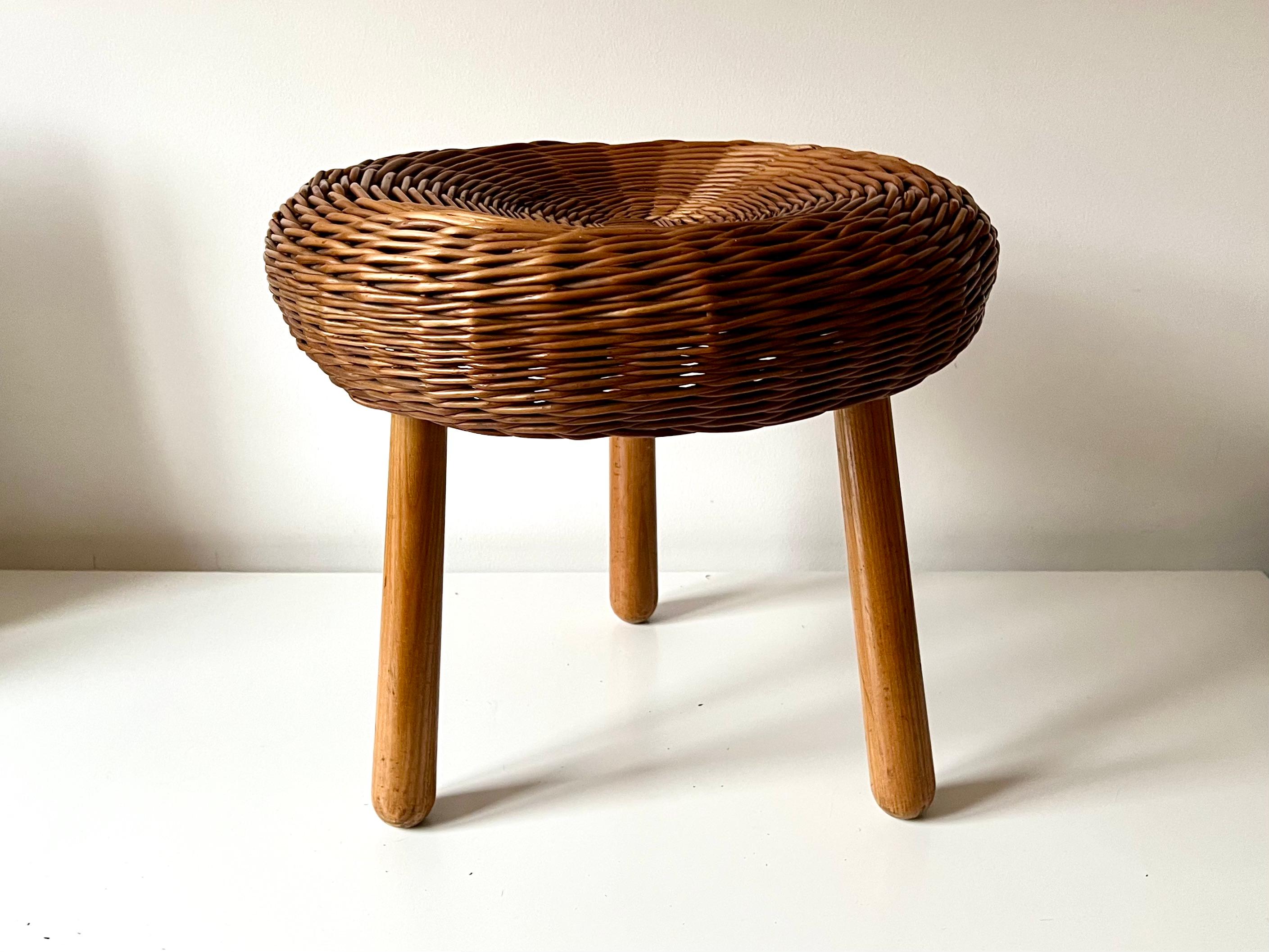 Wicker Stool / Side table, Tony Paul style 4