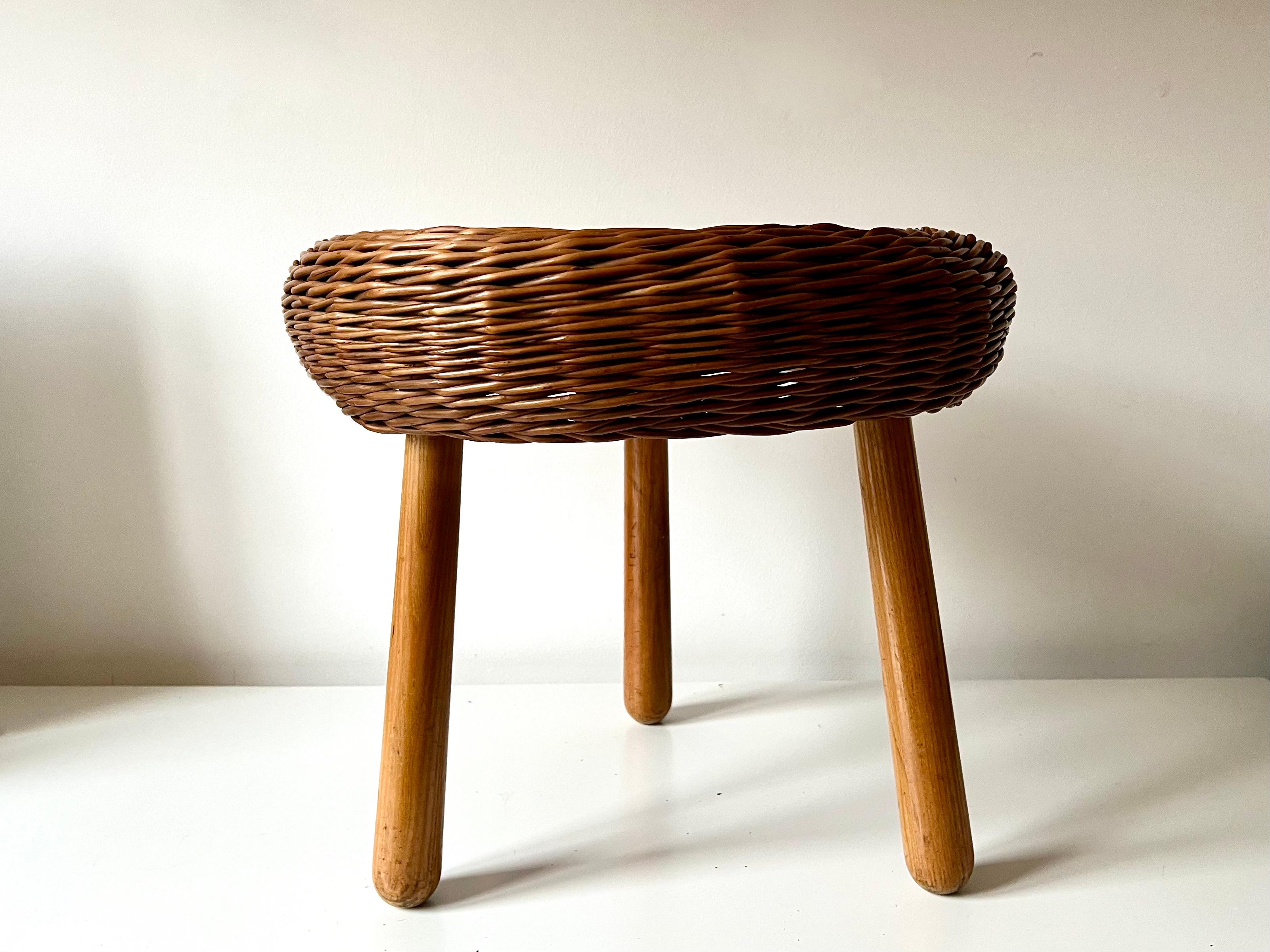 Wicker Stool / Side table, Tony Paul style 5