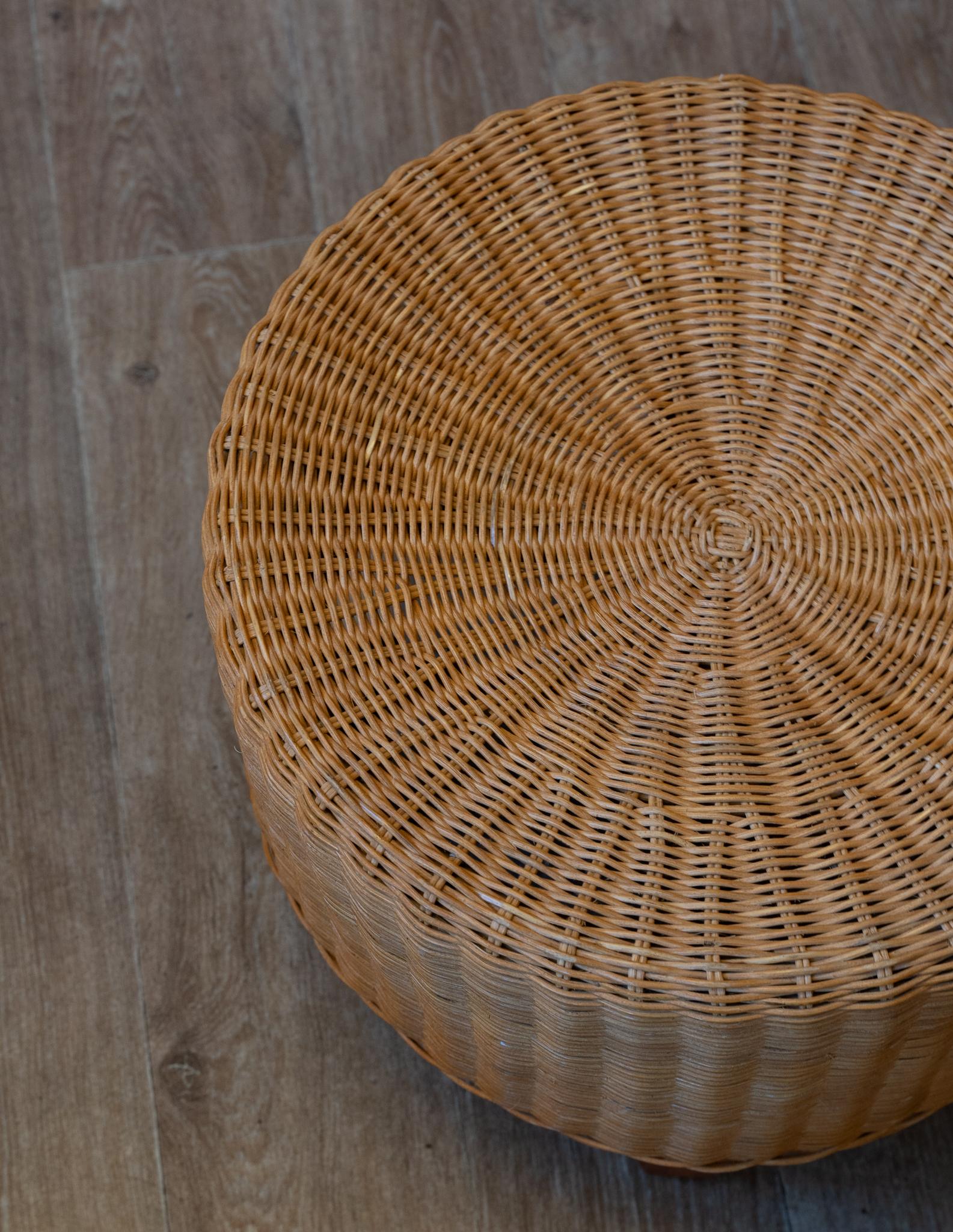 Mid-Century Modern Wicker stool, vintage Ikea, 1990s For Sale