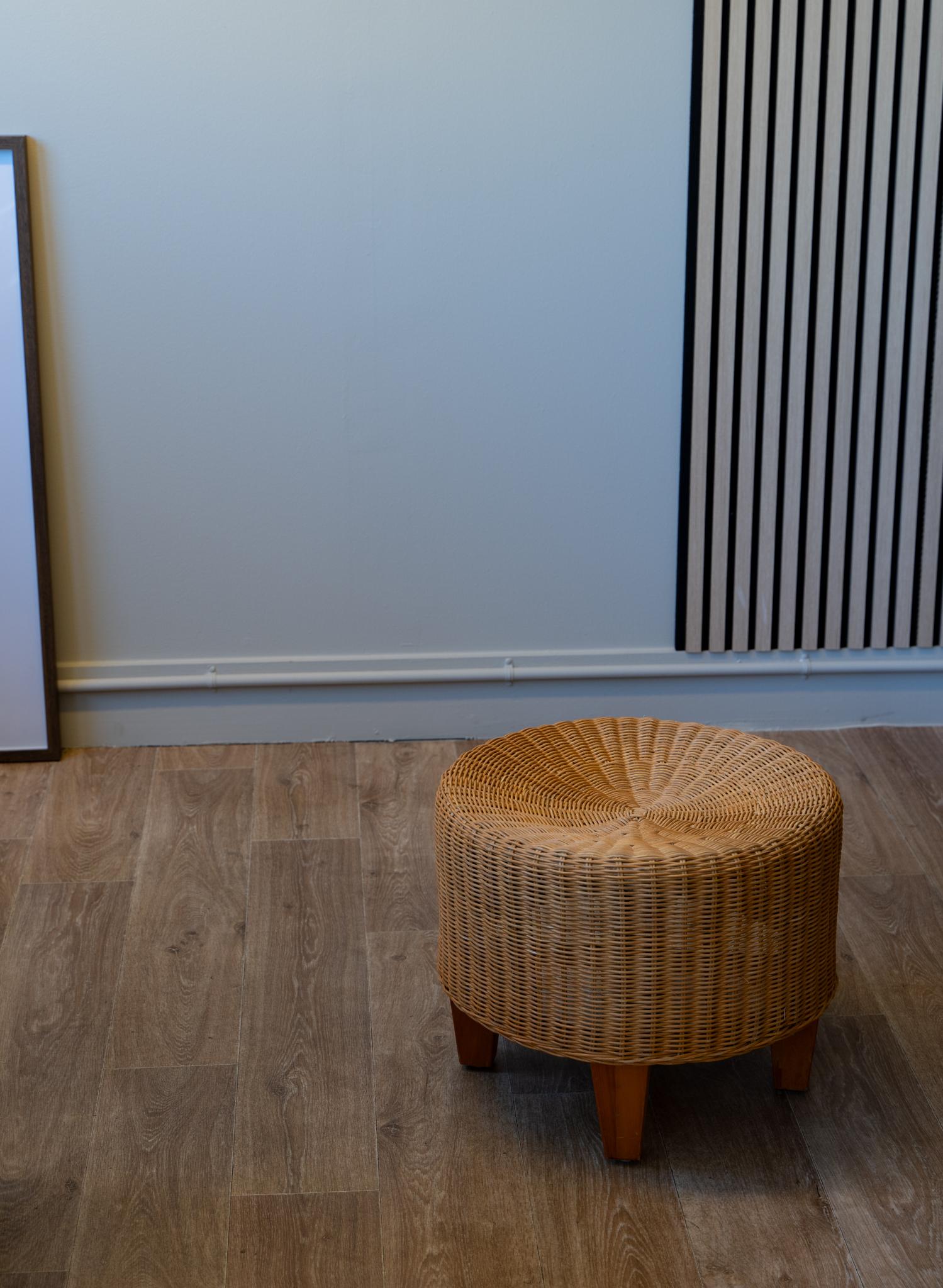 Swedish Wicker stool, vintage Ikea, 1990s For Sale