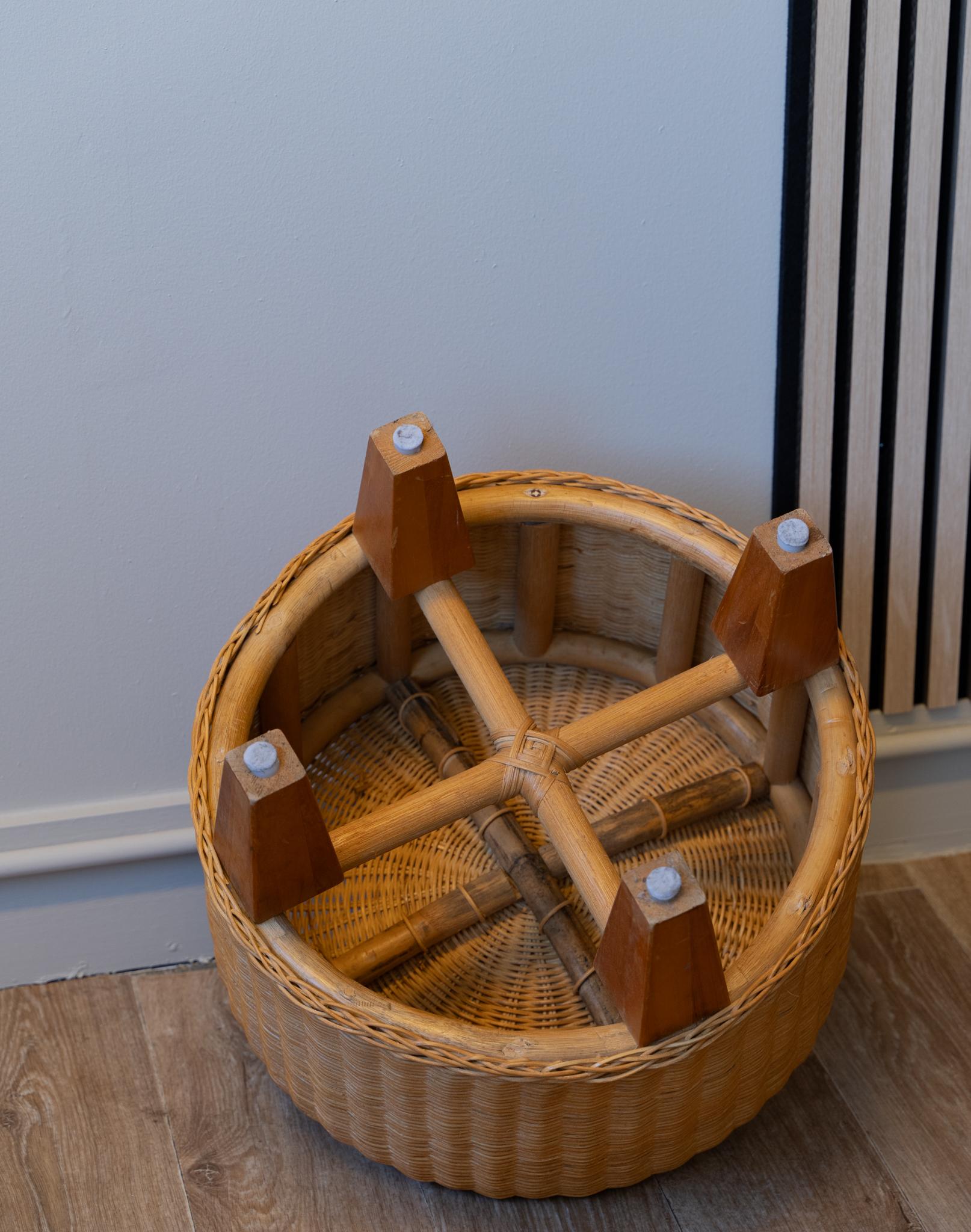 Wicker stool, vintage Ikea, 1990s For Sale 1