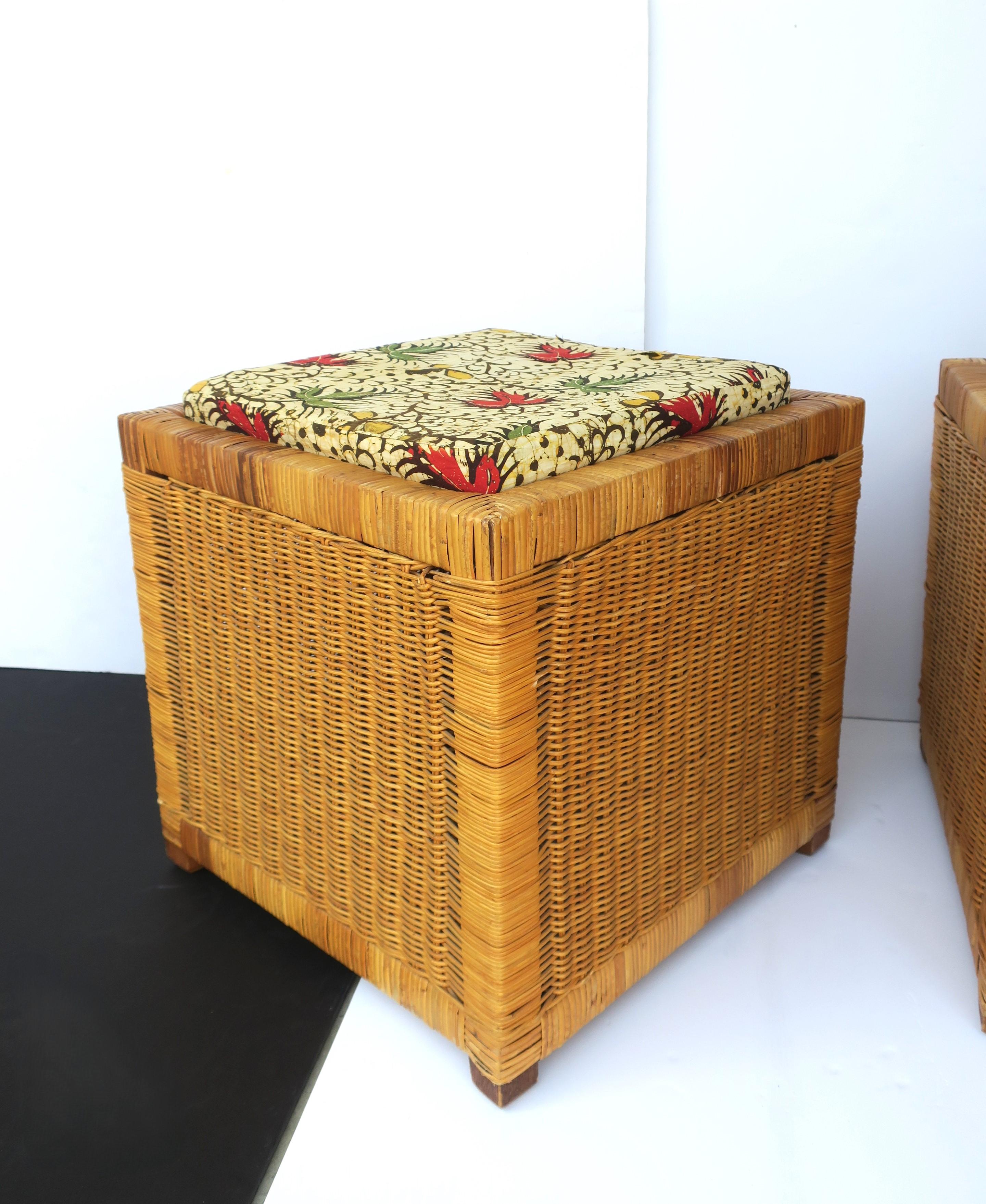 Wicker Stools Benches, Pair For Sale 5