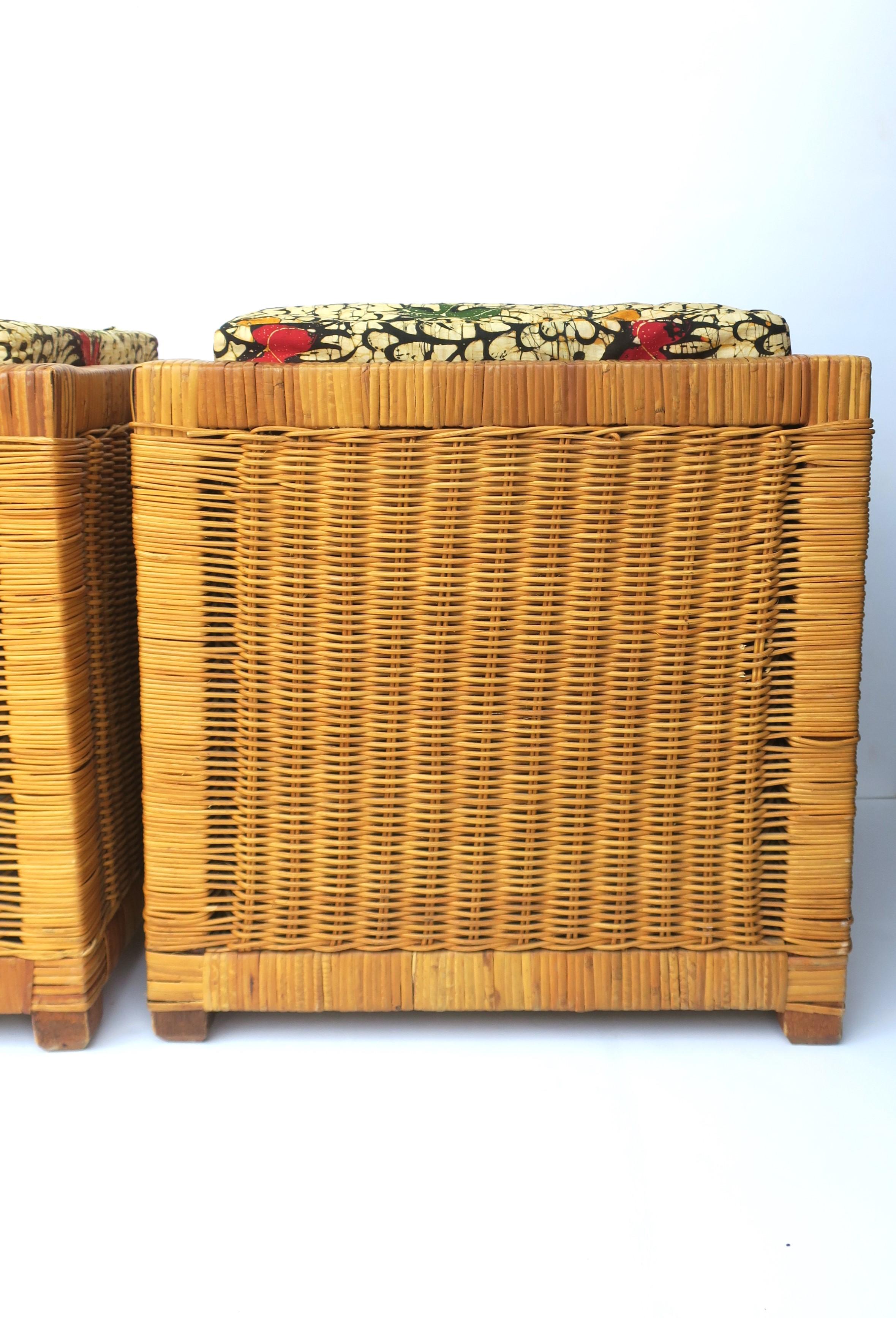 Wicker Stools Benches, Pair For Sale 6