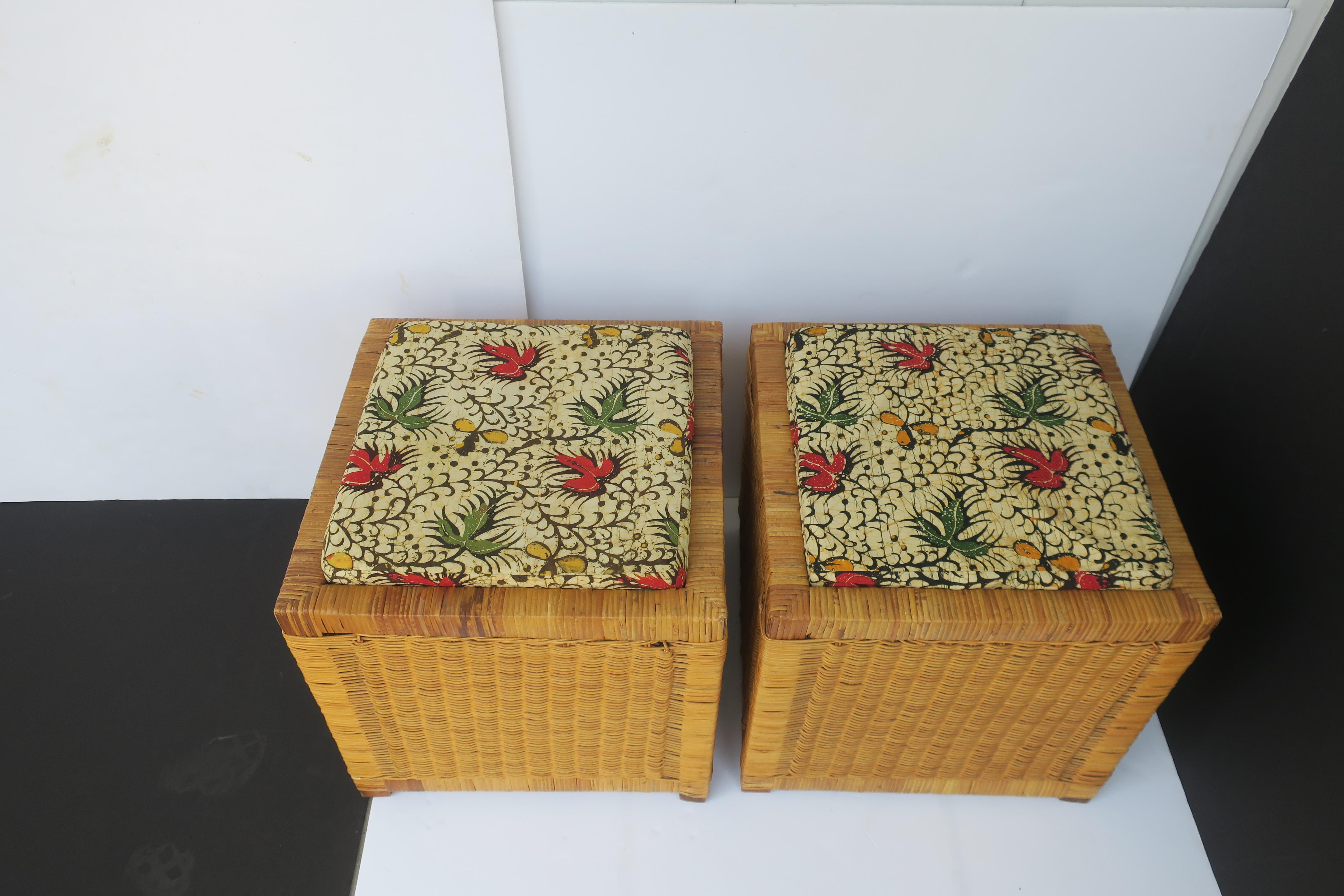 20th Century Wicker Stools Benches, Pair For Sale