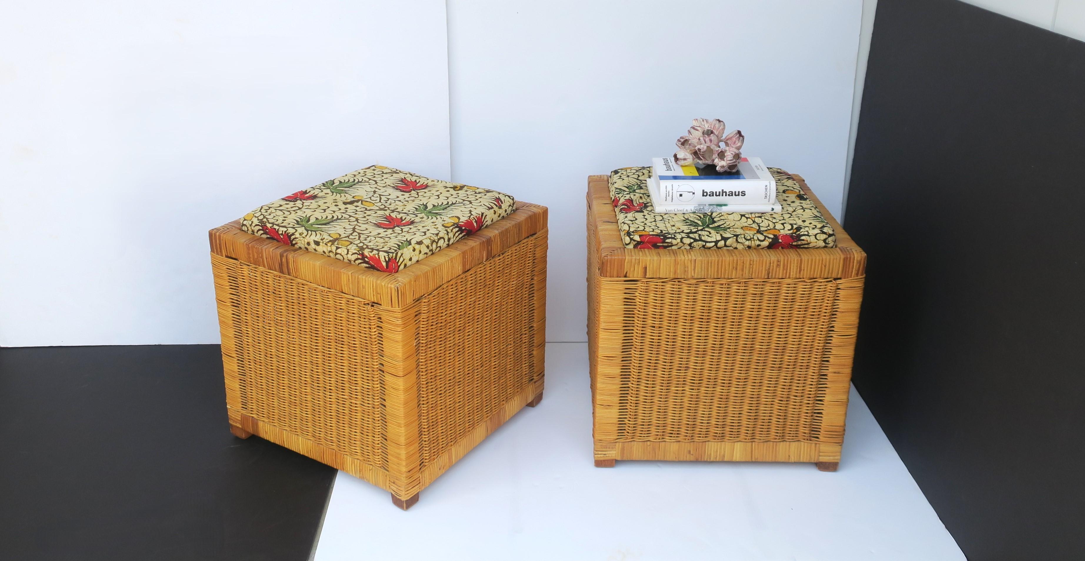 Wicker Stools Benches, Pair For Sale 2