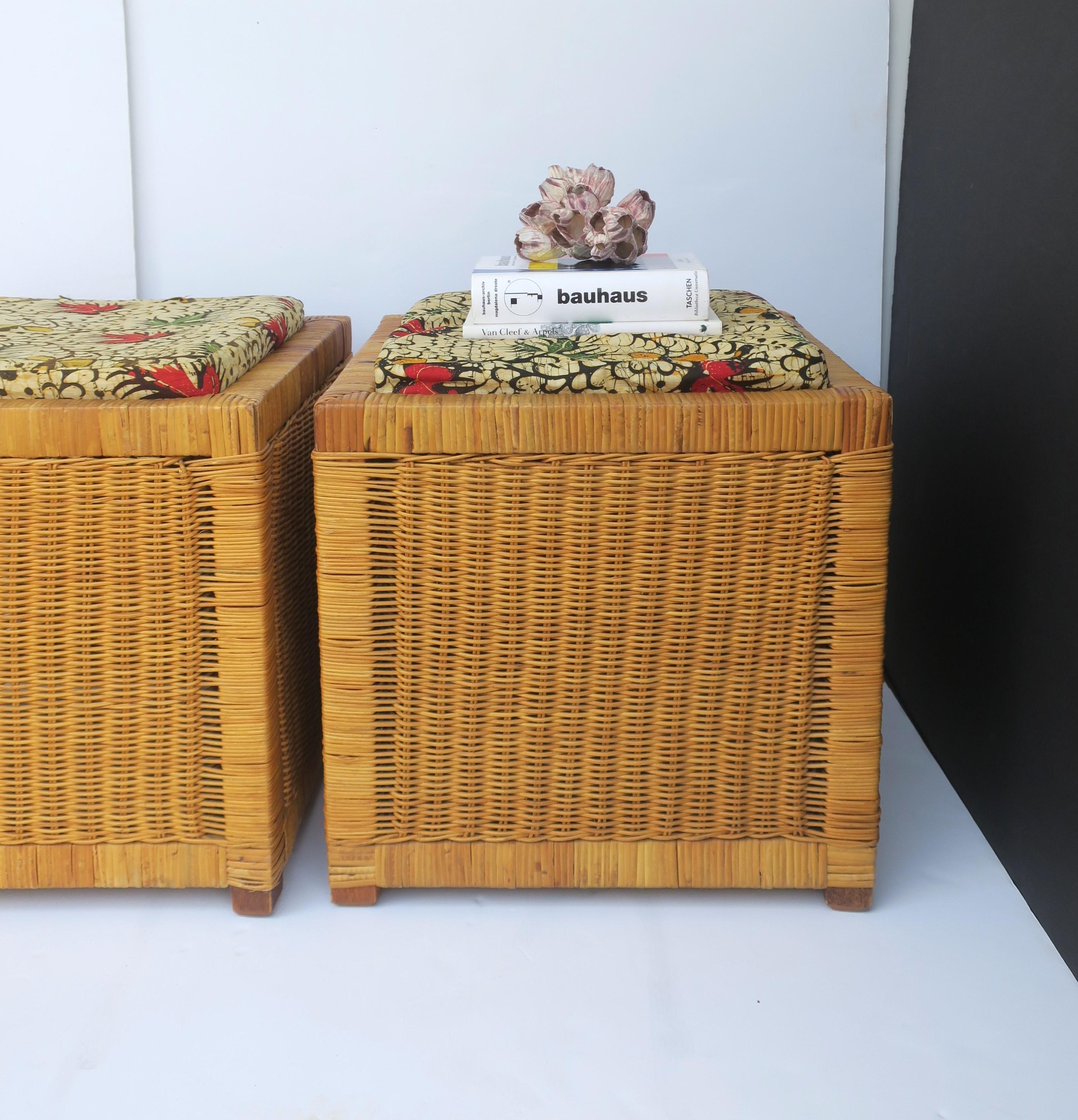 Wicker Stools Benches, Pair For Sale 3
