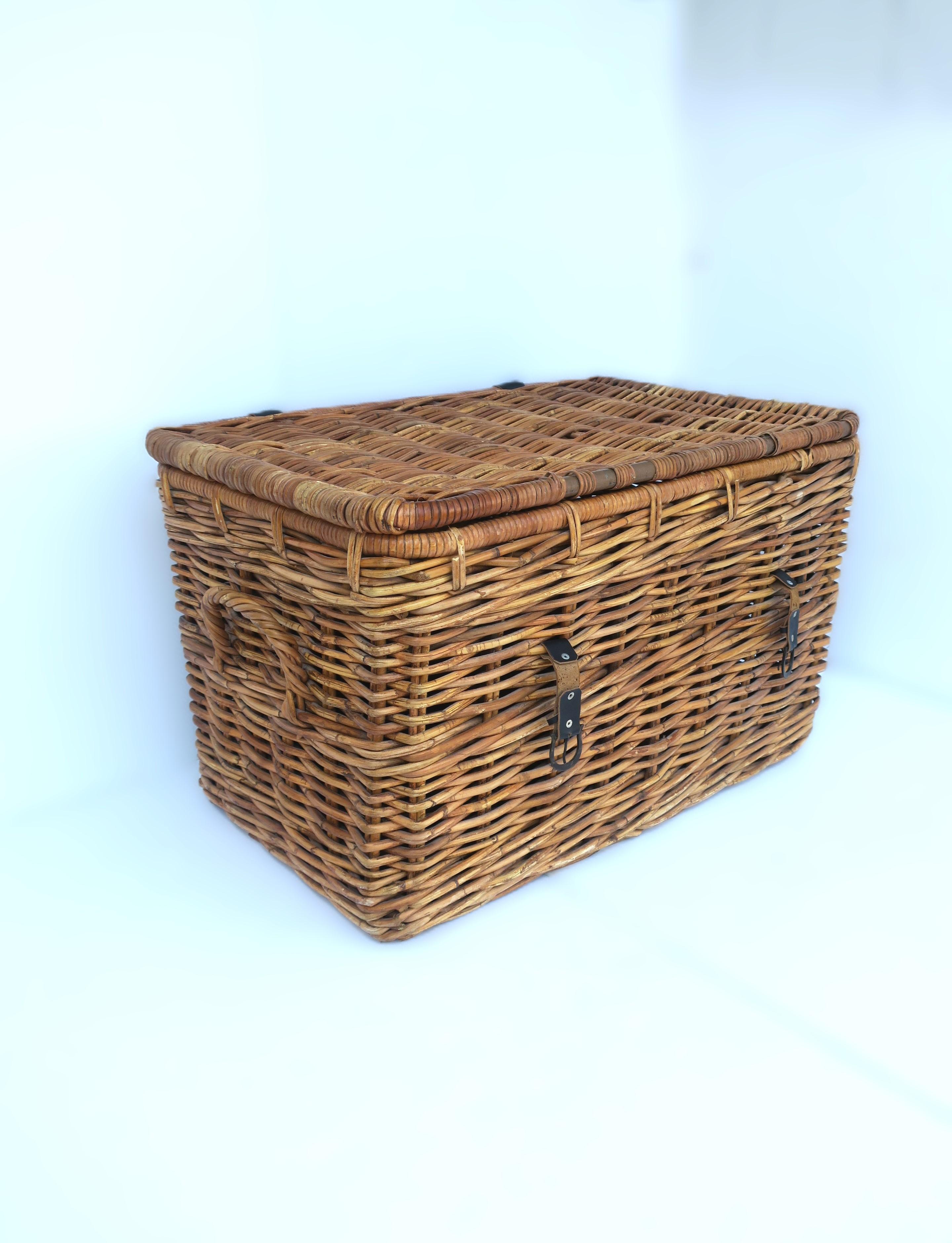 Rustic Wicker Basket Storage Trunk