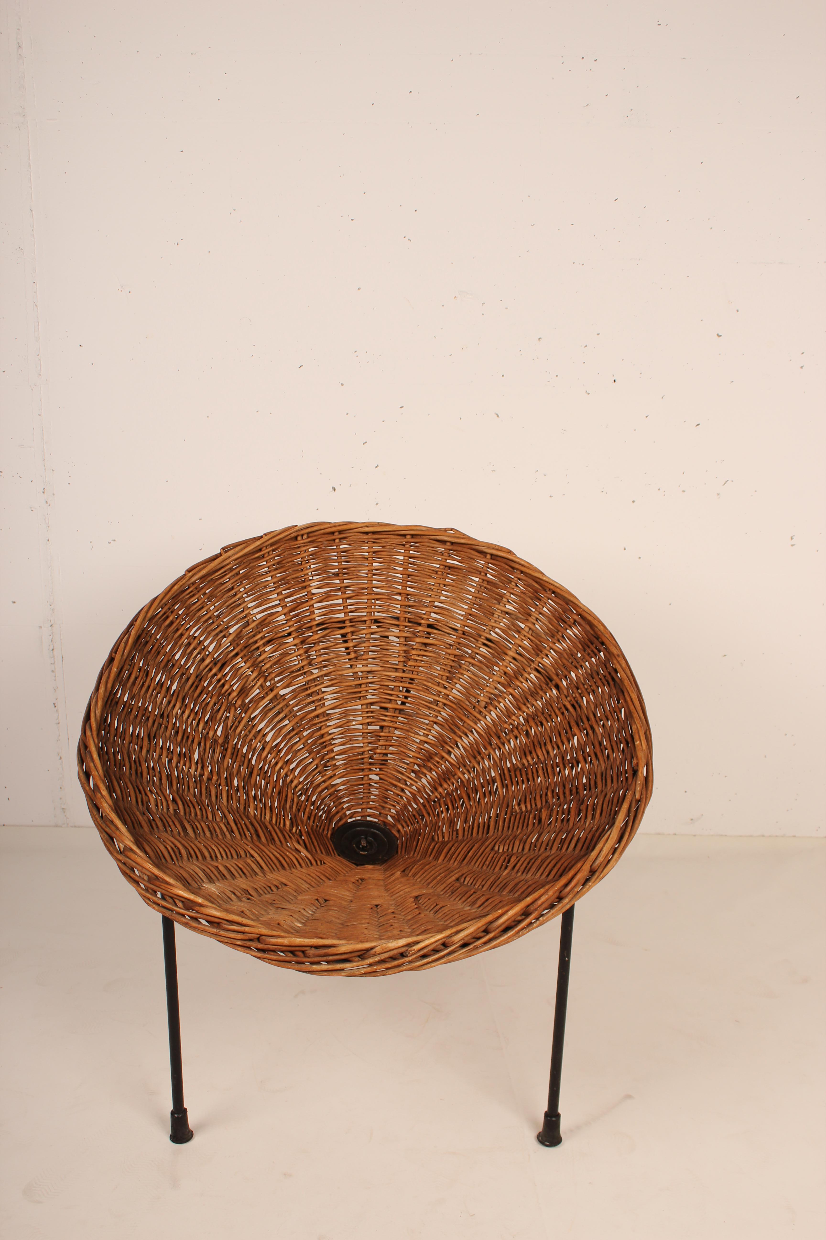 Italian Wicker Sunflower Chair by Roberto Mango for Tecno, Italy, 1952