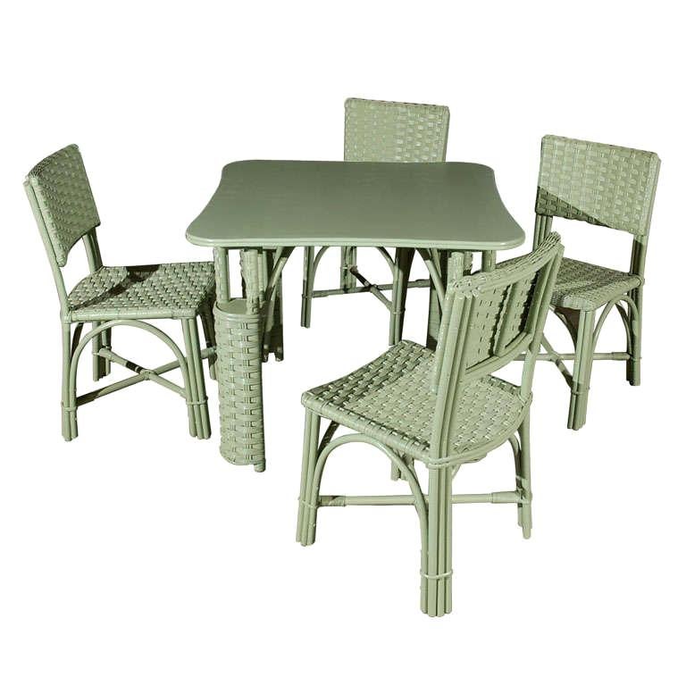 Wicker Table and Four Chairs