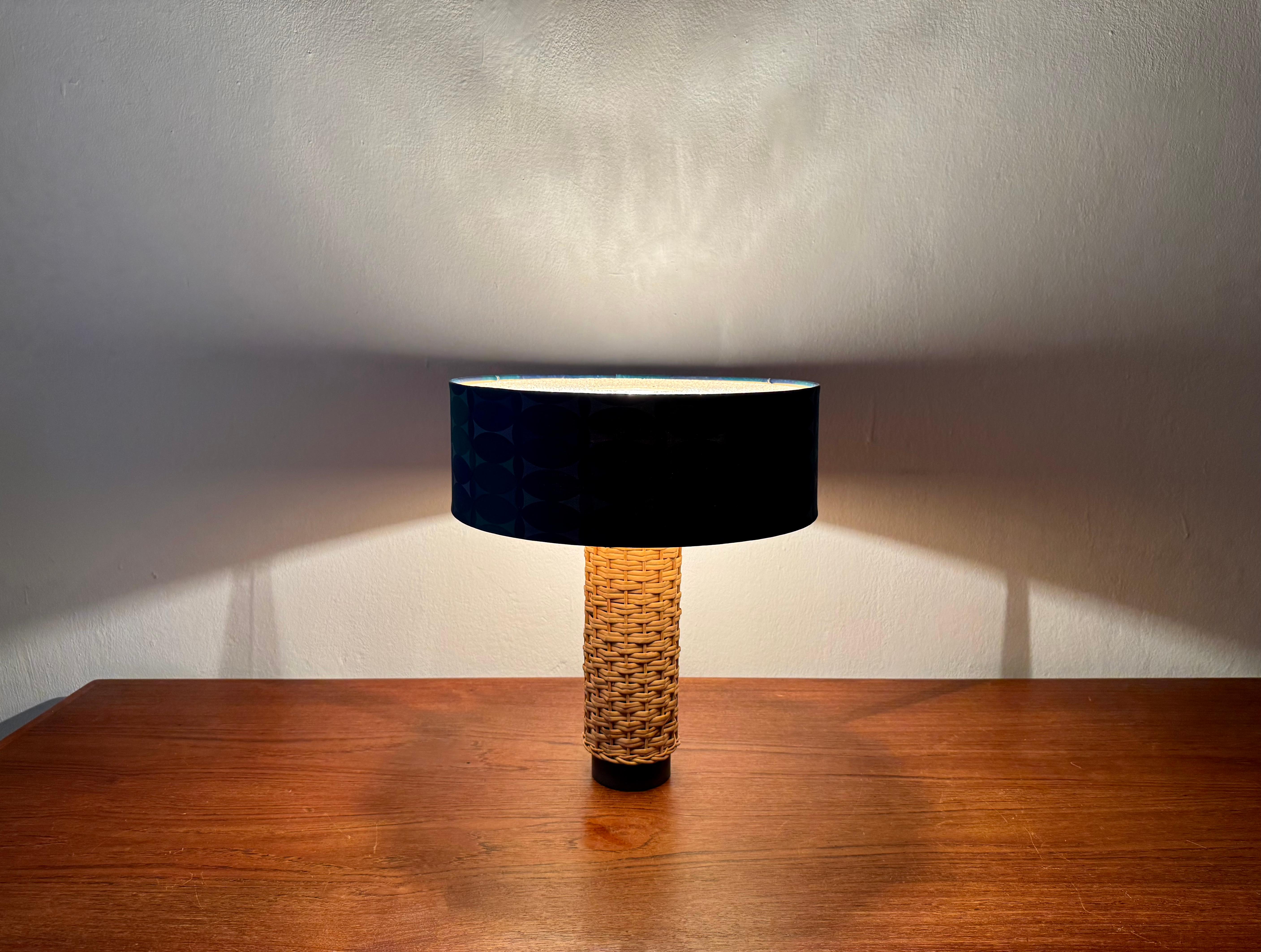 Wicker Table Lamp by Kaiser Leuchten For Sale 3