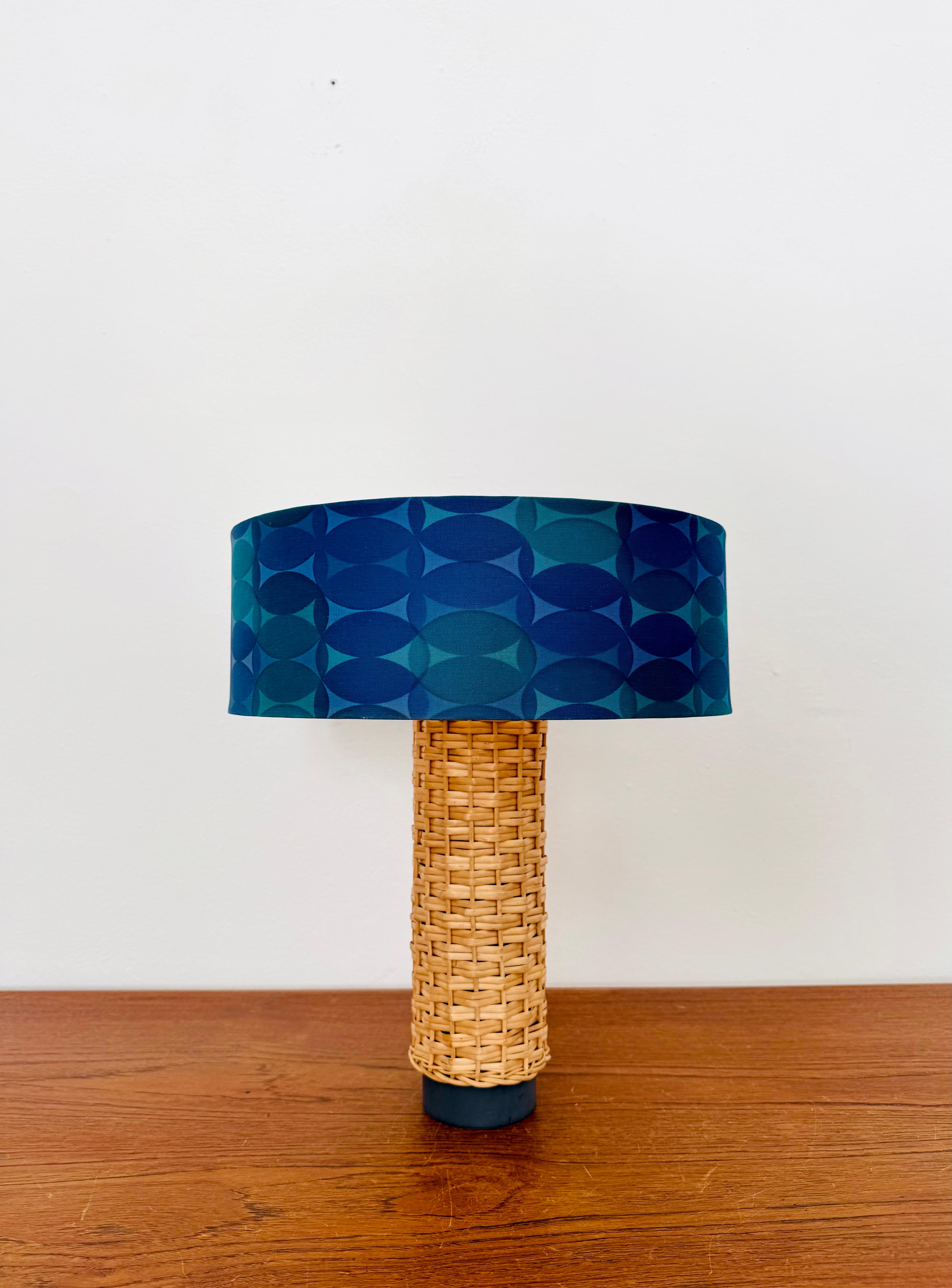 Mid-Century Modern Wicker Table Lamp by Kaiser Leuchten For Sale