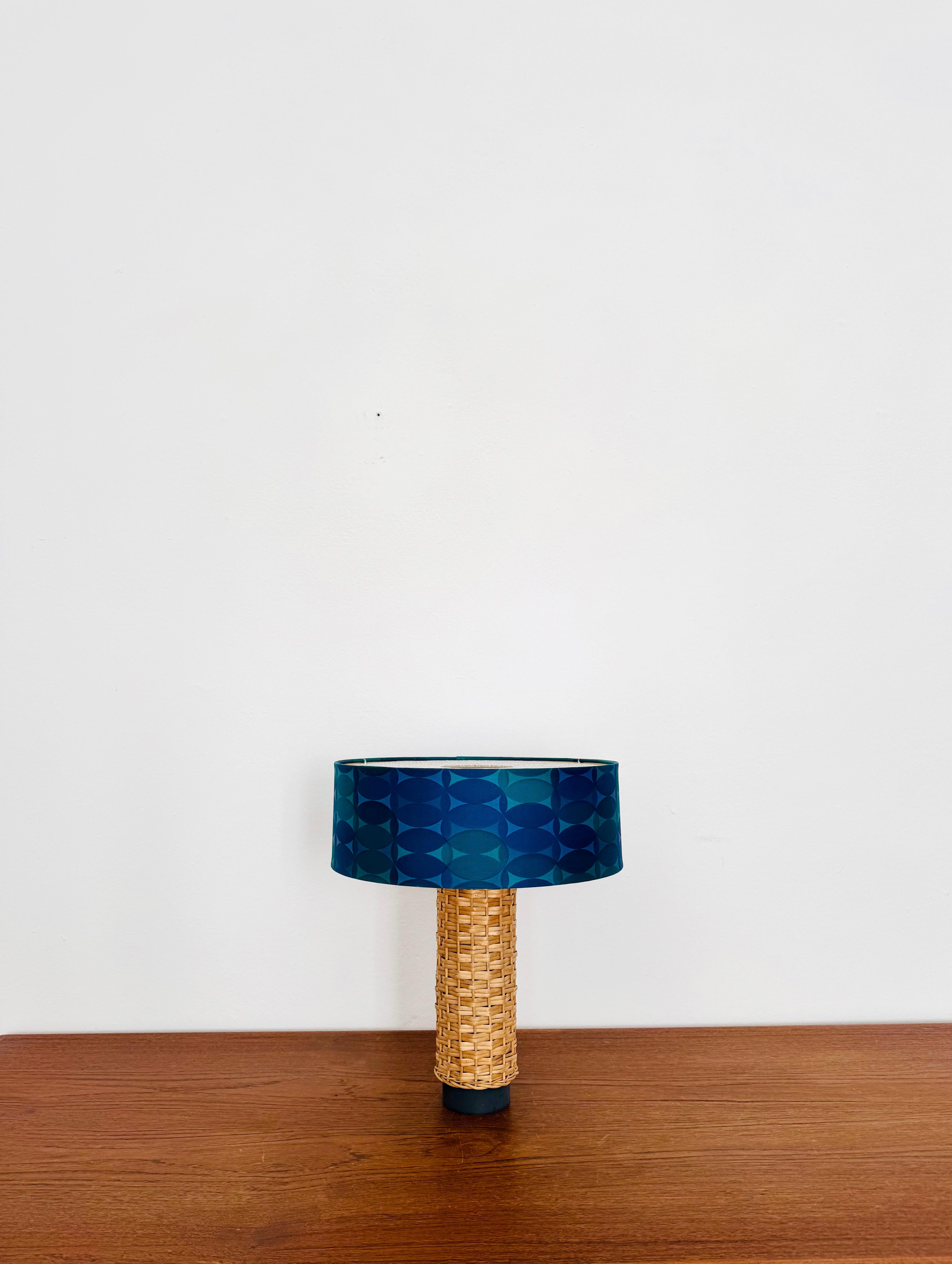 German Wicker Table Lamp by Kaiser Leuchten For Sale