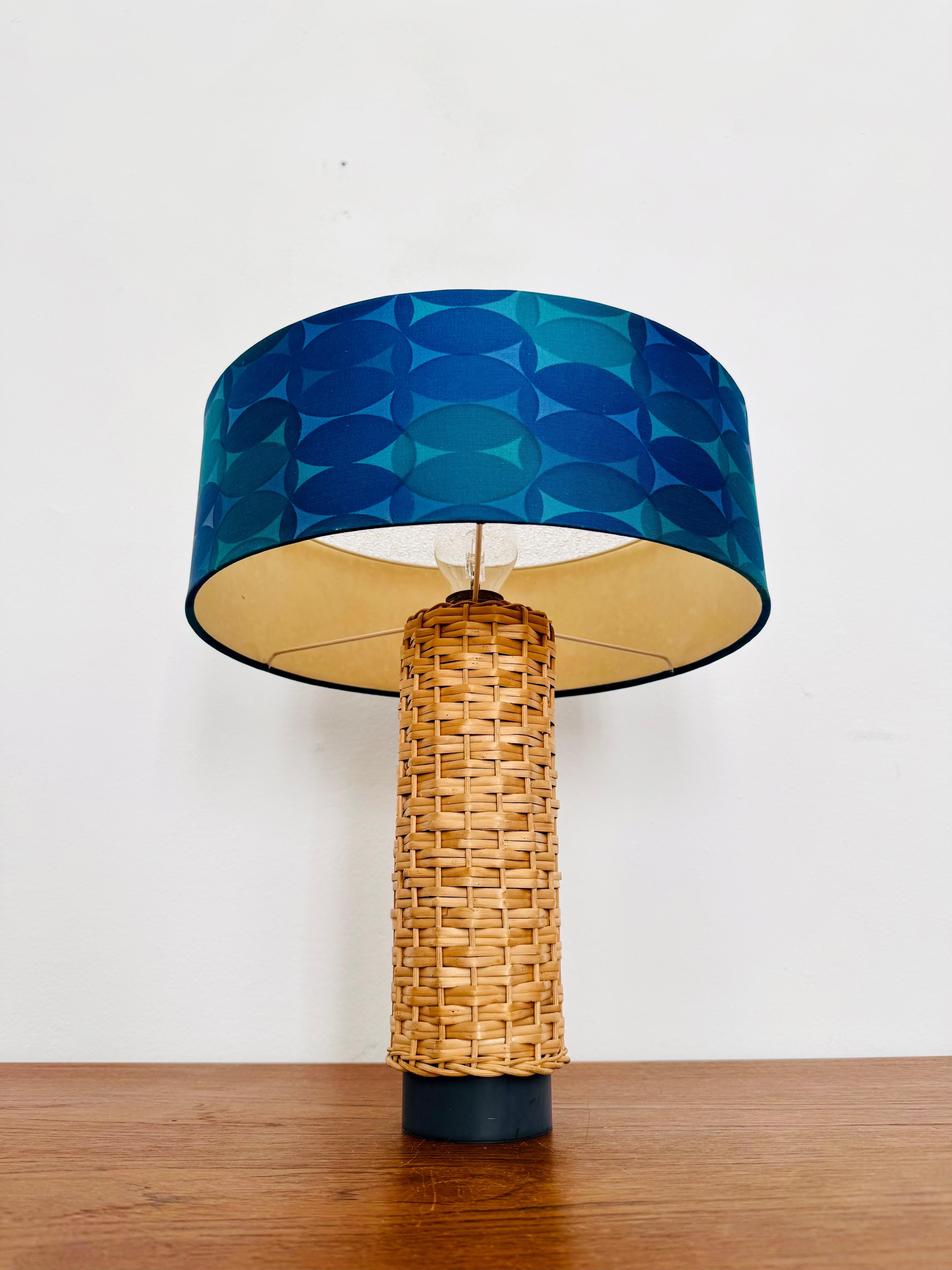 Mid-20th Century Wicker Table Lamp by Kaiser Leuchten For Sale