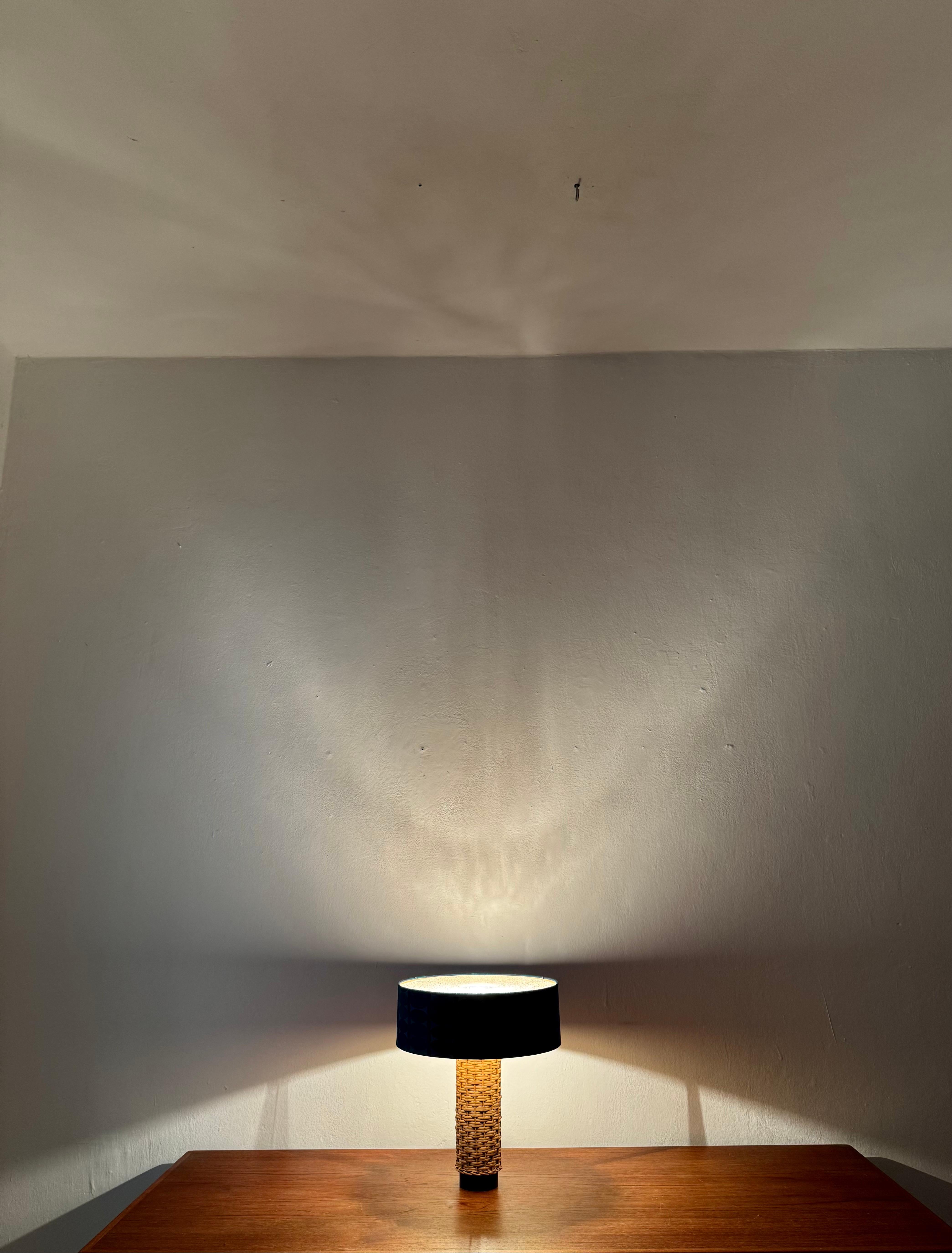 Wicker Table Lamp by Kaiser Leuchten For Sale 1