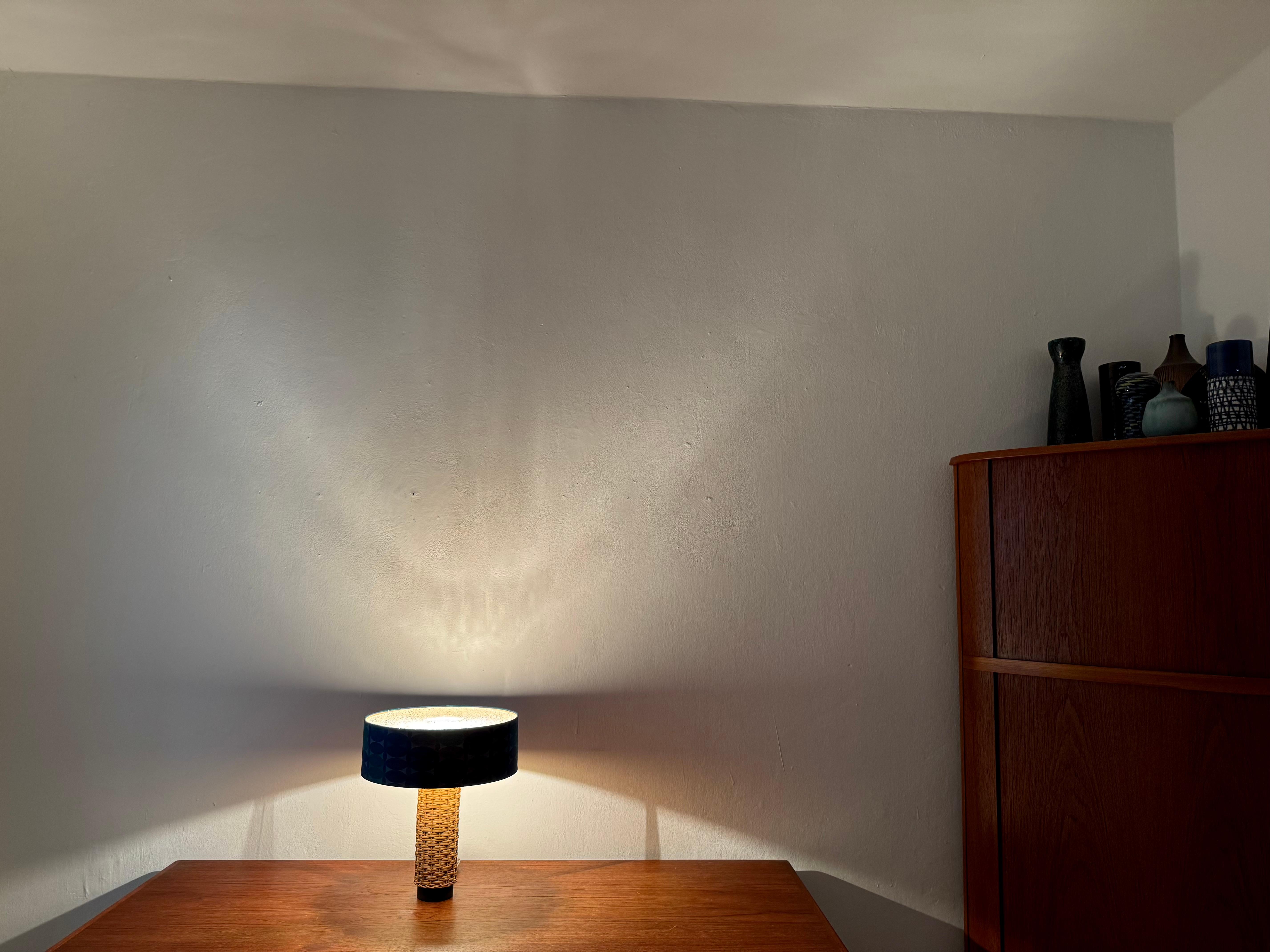 Wicker Table Lamp by Kaiser Leuchten For Sale 2