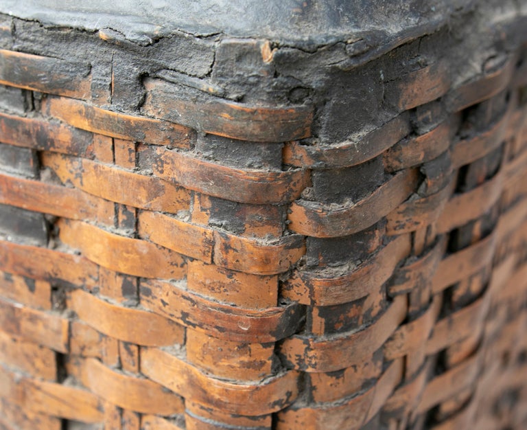 Wicker Table Lamp with Black Painted Top For Sale at 1stDibs