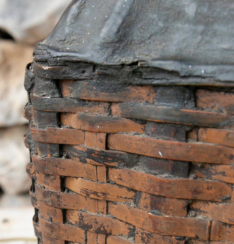 Wicker Table Lamp with Black Painted Top For Sale at 1stDibs