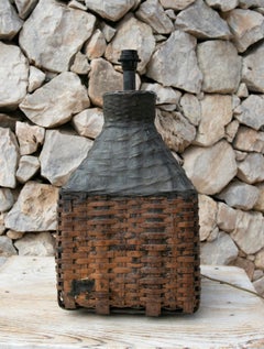 Wicker Table Lamp with Black Painted Top