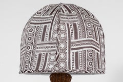 Wicker Table Lamp with Floral Shade