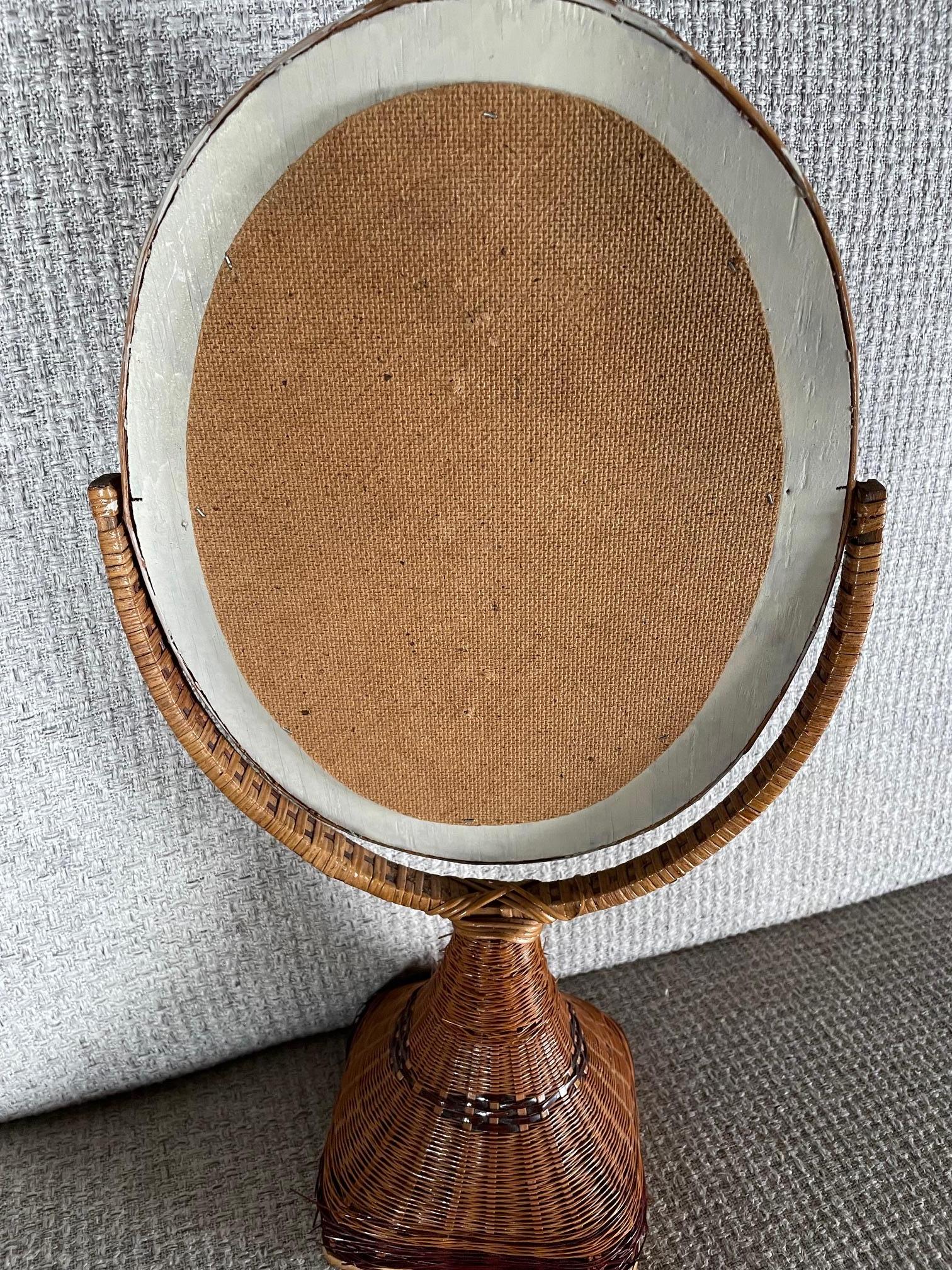 Arts and Crafts Wicker table mirror