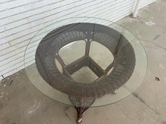 Wicker Table with Glass Top