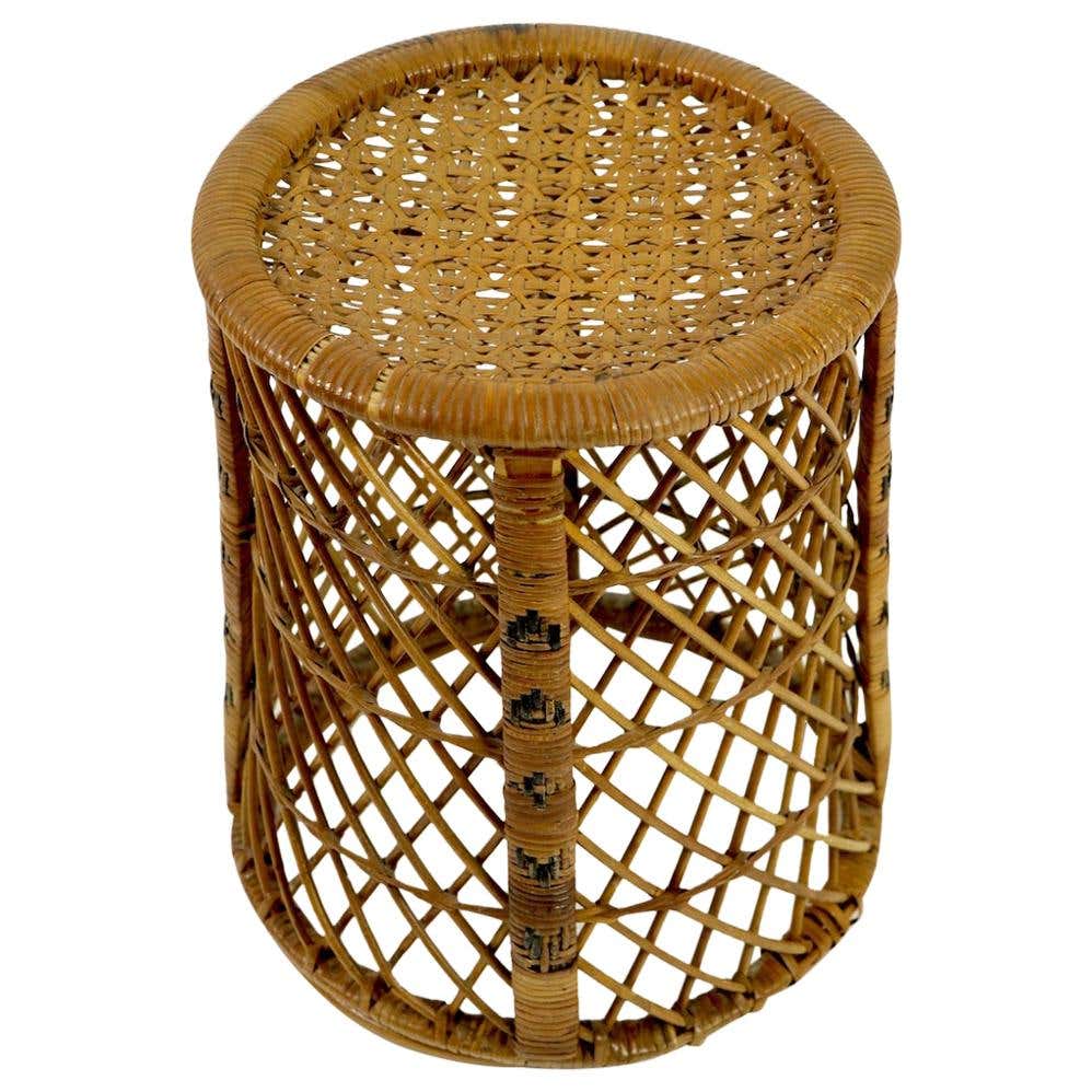 Wicker Taboret Table Emmanuelle Style at 1stDibs