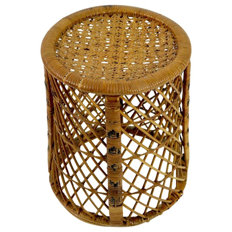Wicker Taboret Table Emmanuelle Style at 1stDibs