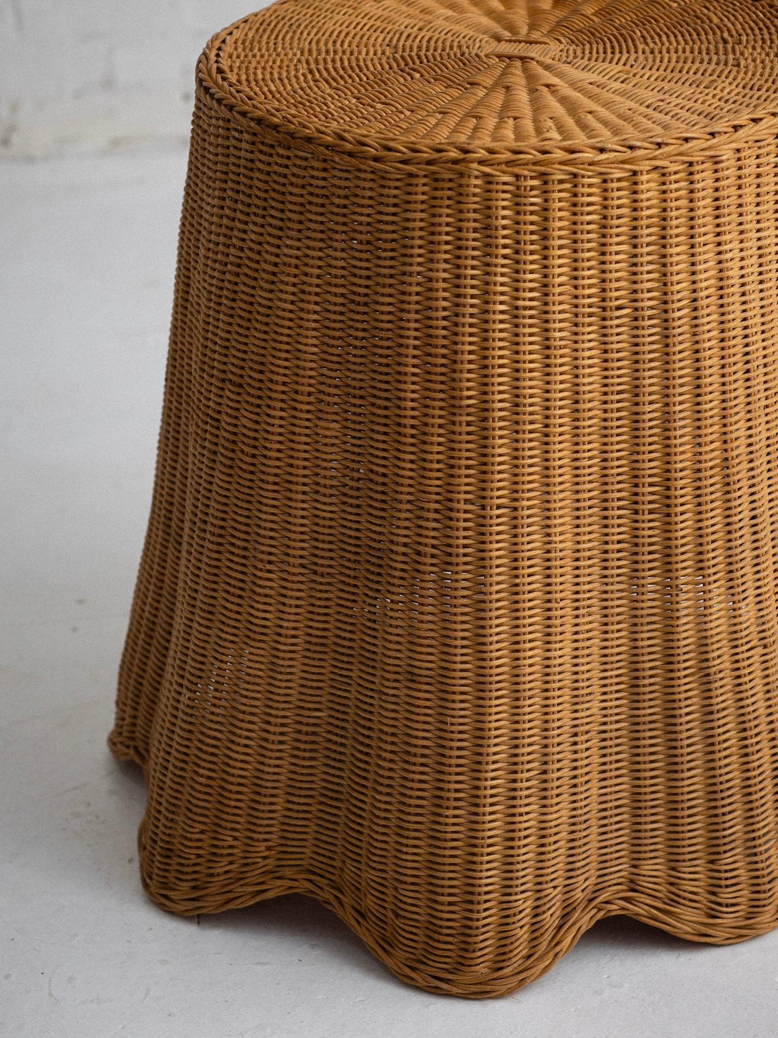 20th Century Wicker Trompe-l'Oeil Draped Side Table