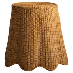 Wicker Trompe-l'Oeil Draped Side Table