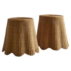 Wicker Trompe l'Oeil Draped Side Tables, Pair