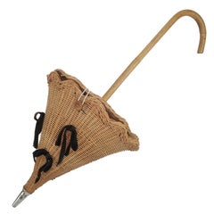 Retro Wicker Umbrella Parasol Basket Novelty Handbag, 1950's