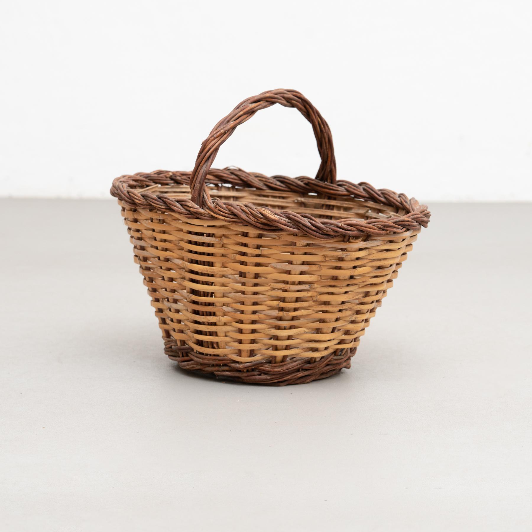 Mid-Century Modern Panier de pique-nique vintage en osier, vers 1940