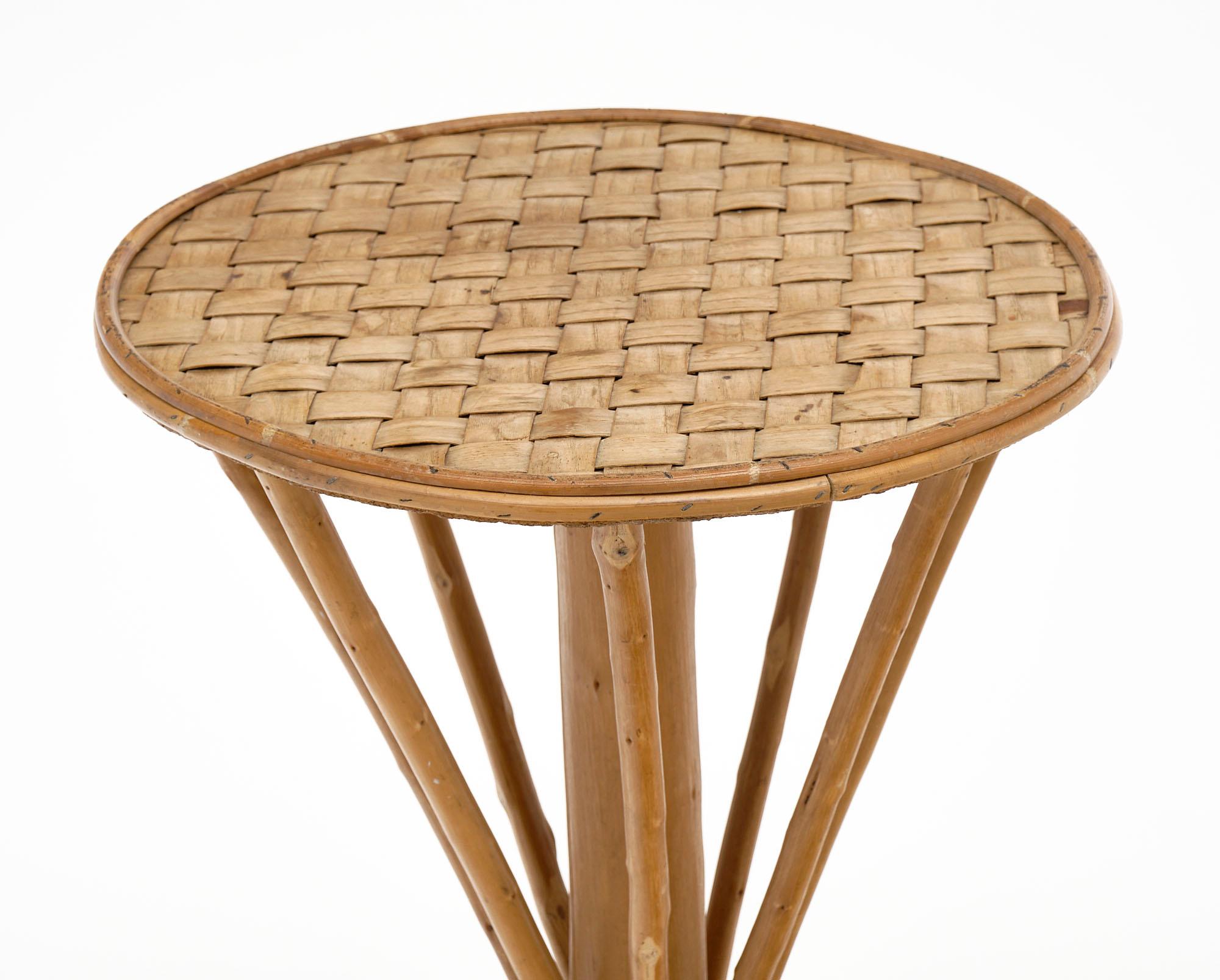 French Wicker Vintage Side Table