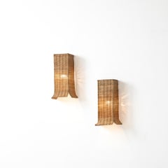 Wicker Wall Lamp Pair - Organic Modern Design "Eambra"