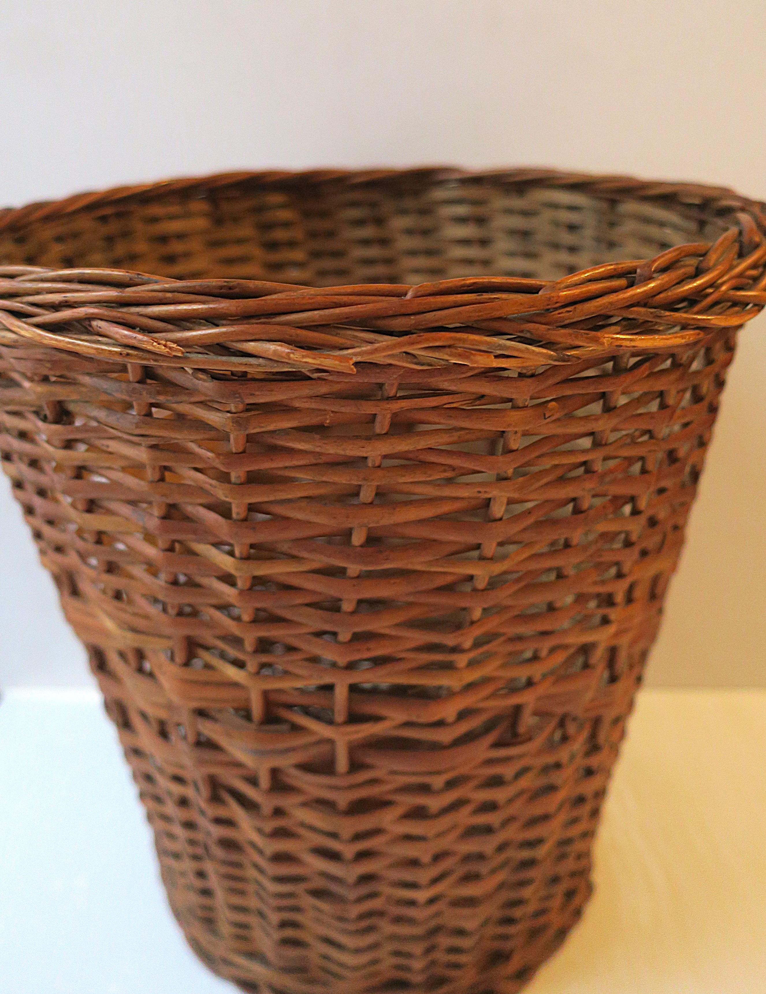 20th Century Wicker Trash Can Wastebasket For Sale