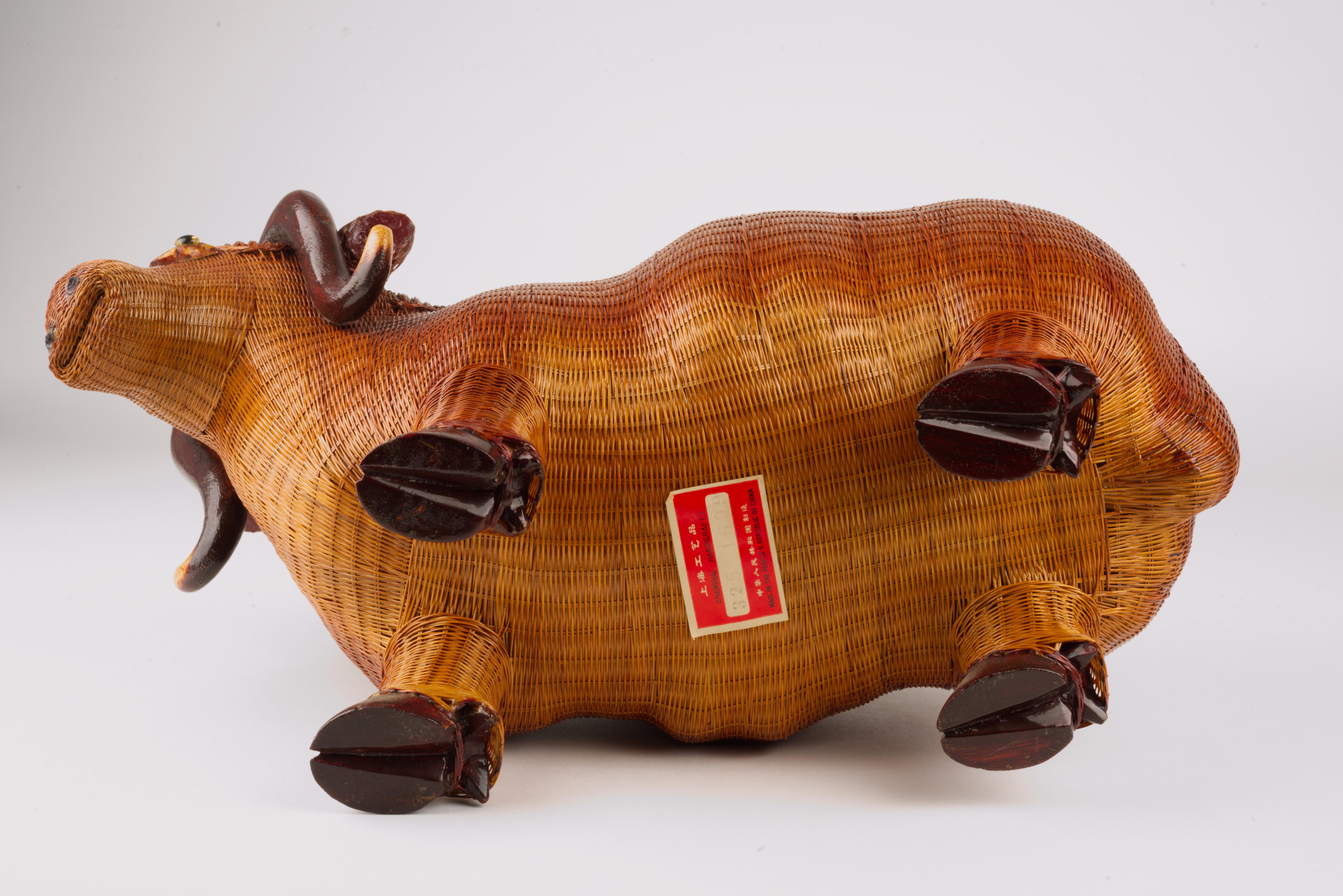 Wicker Water Buffalo Figurine by Shanghai Handicrafts For Sale 5