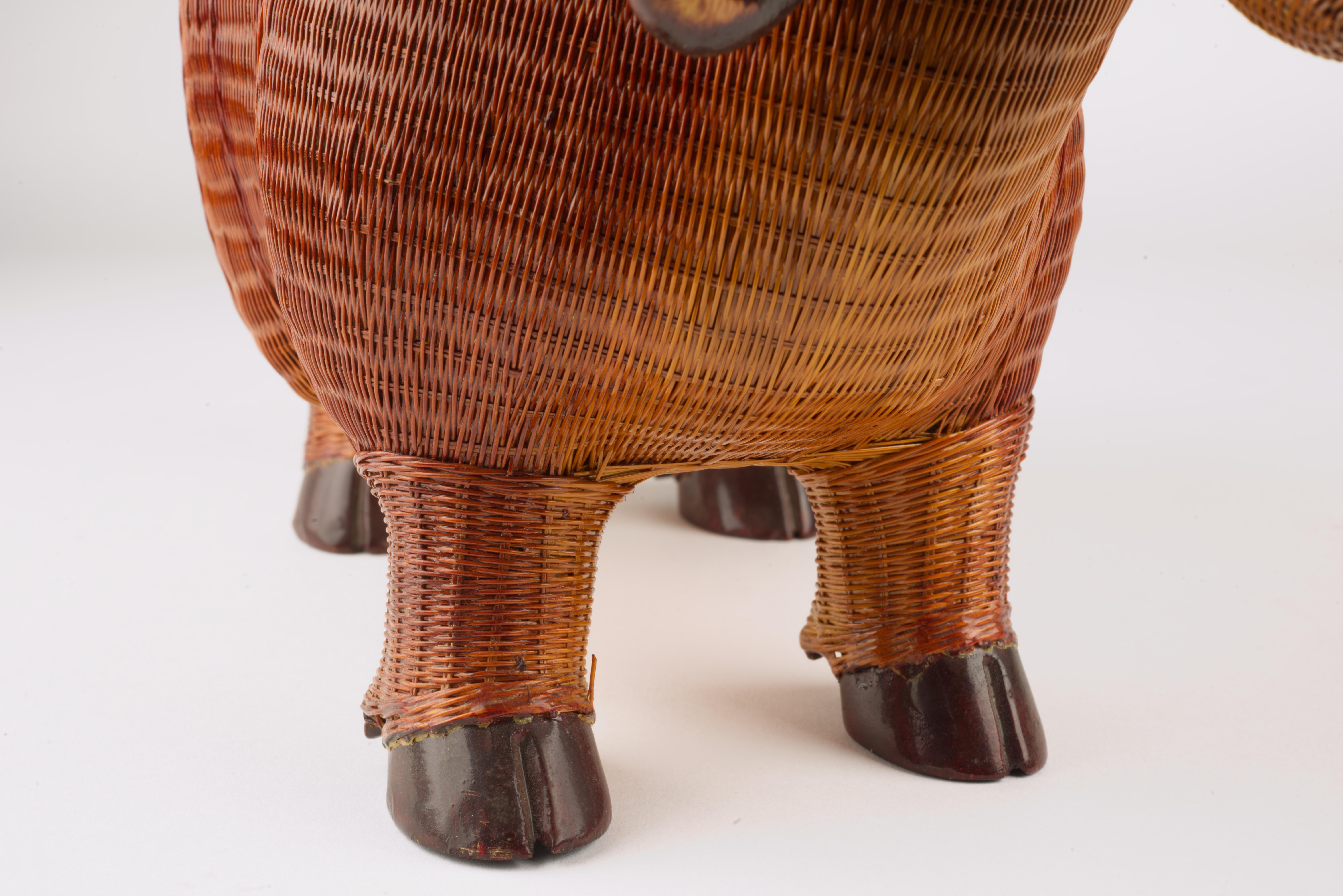 Wicker Water Buffalo Figurine by Shanghai Handicrafts For Sale 10