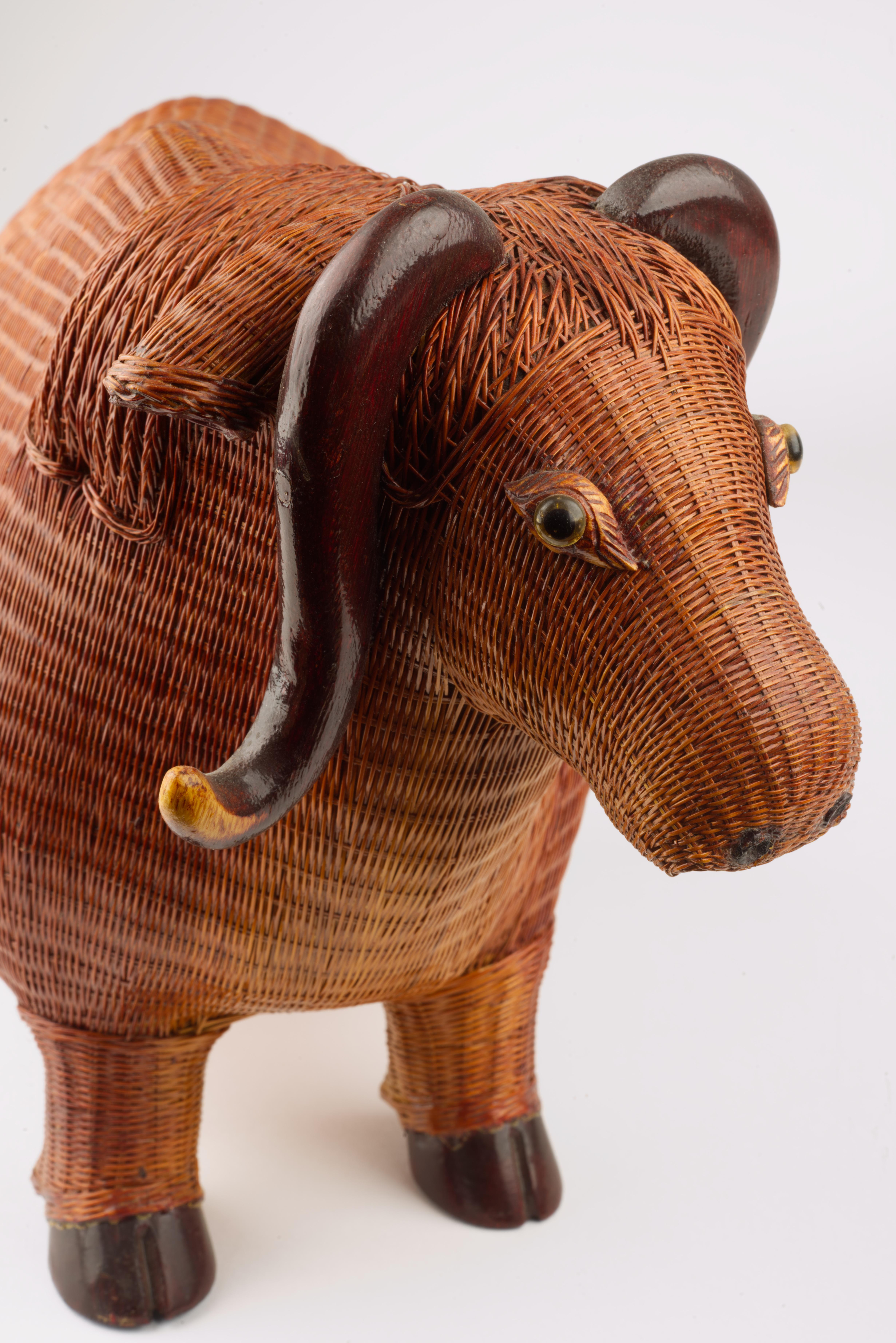Wicker Water Buffalo Figurine by Shanghai Handicrafts For Sale 1