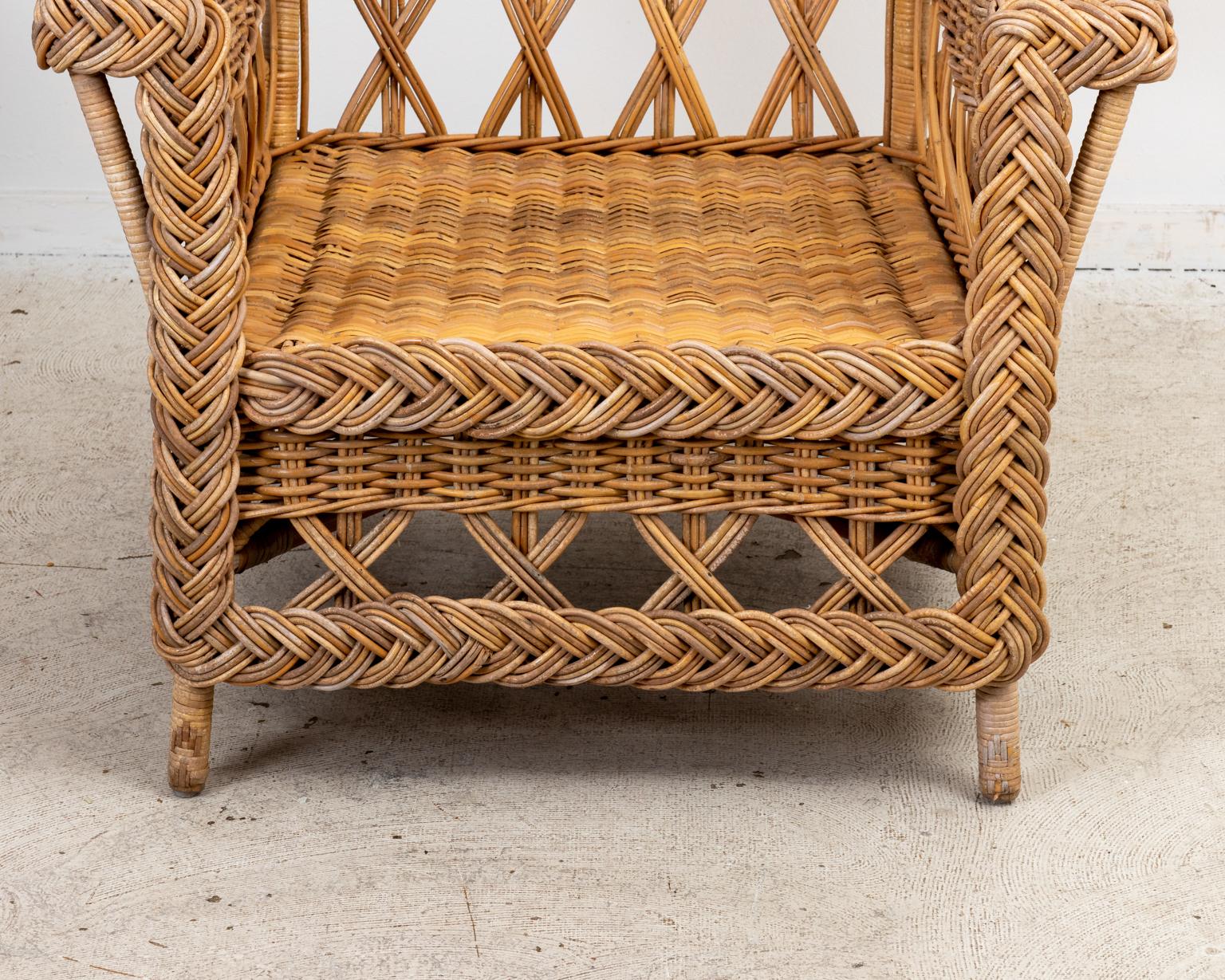 Wicker Wing Chair In Good Condition In Stamford, CT