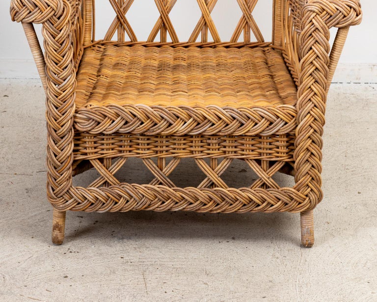 20th Century Wicker Wing Chair For Sale