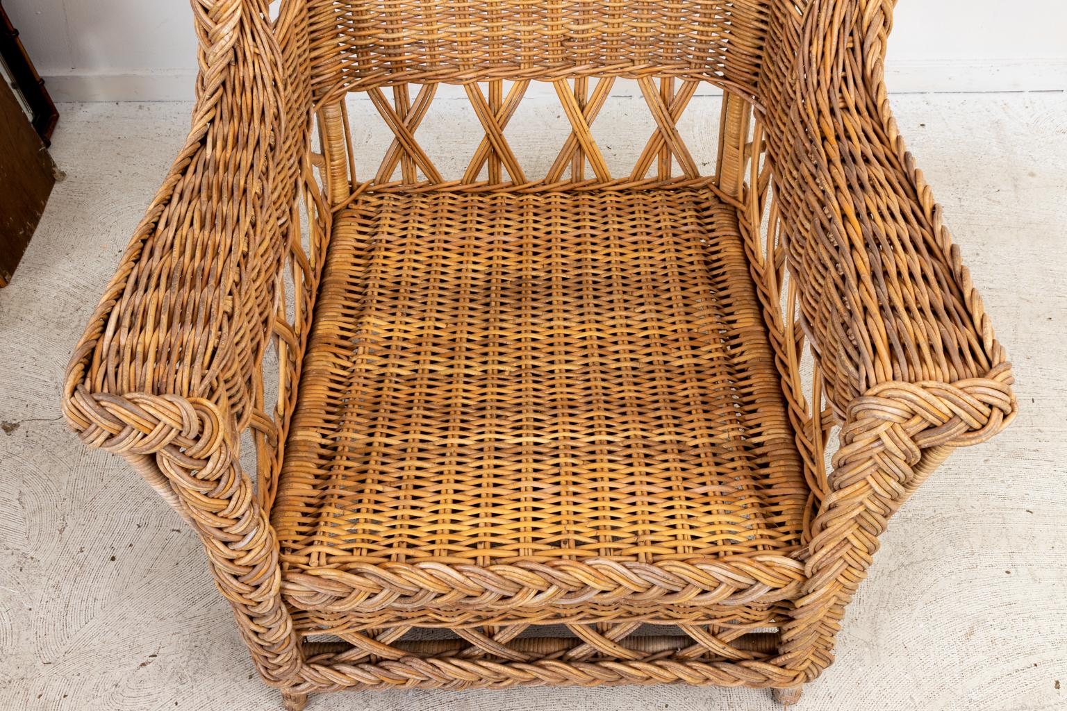 20th Century Wicker Wing Chair