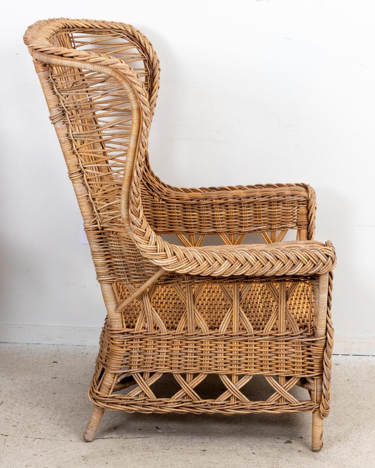Wicker Wing Chair For Sale 2