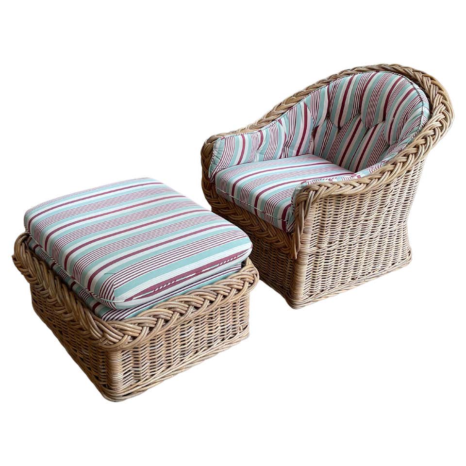 Wicker Works Italian Oversized Rattan Barrel Back Lounge Chair and ...