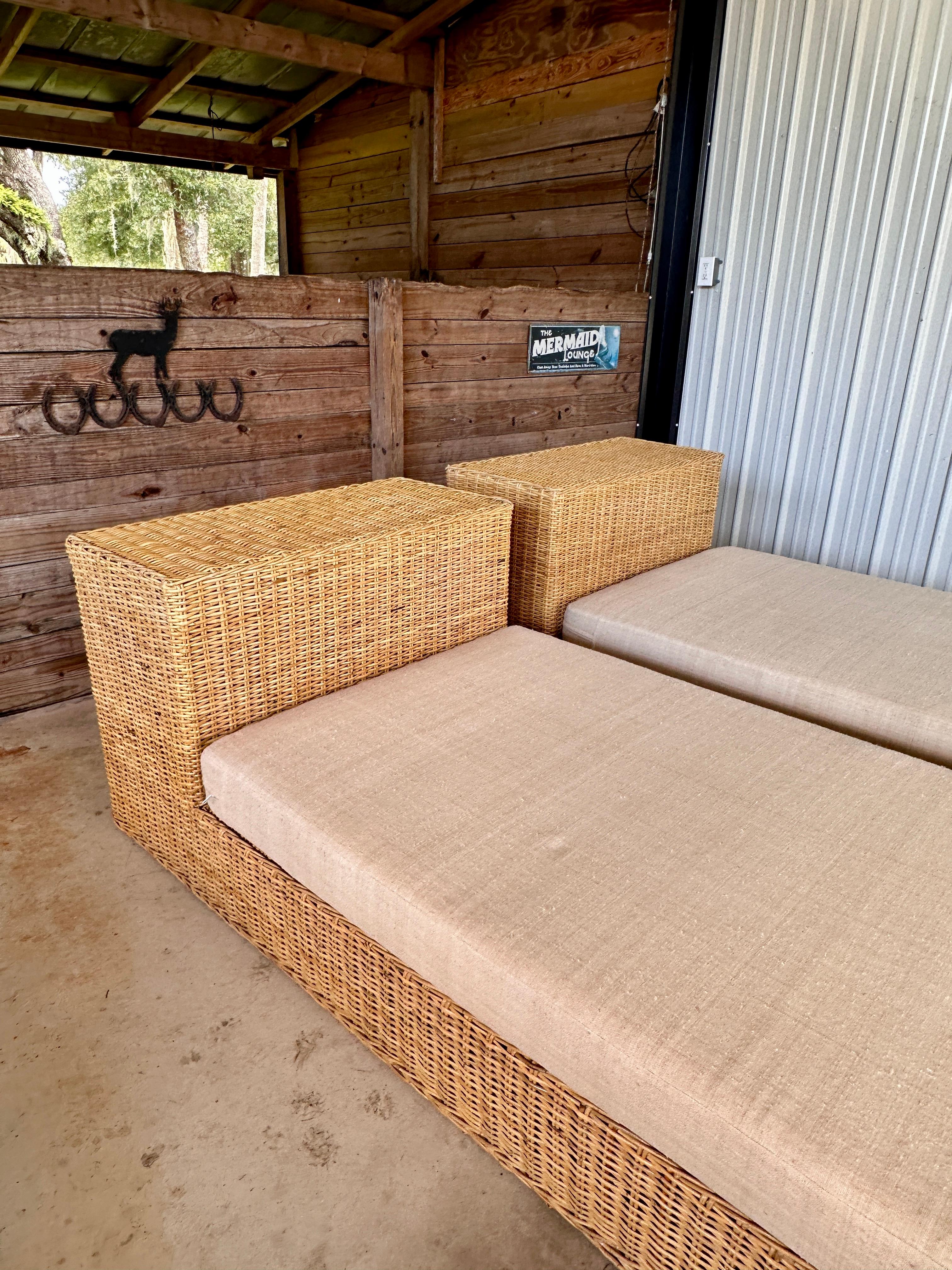 Wicker Works Coastal Organic Modern Rattan Weave Twin Beds- Pair 8