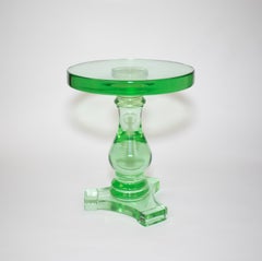 Wicker Works Green Glass Table
